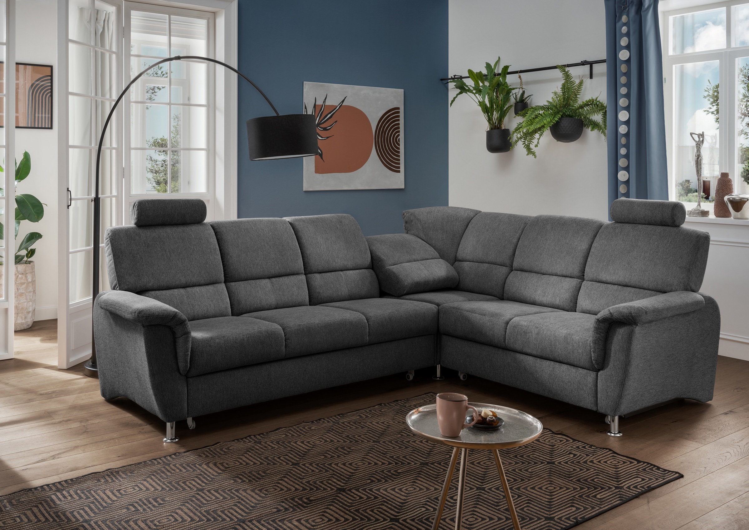 Home affaire Ecksofa »Pisa L-Form, mit Schlaffunktion, Stauraum, 2x höhenve günstig online kaufen