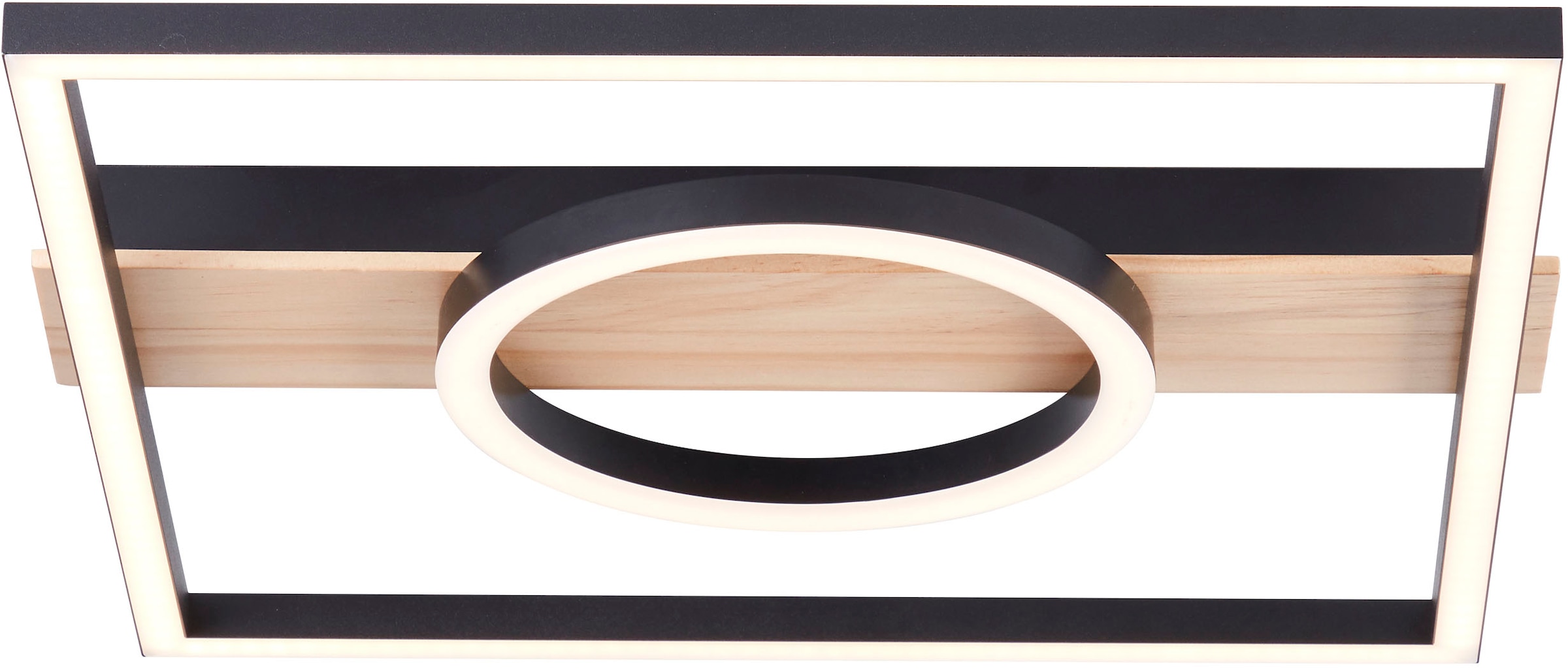 BreLight LED Deckenleuchte »Maureen«, mit Holzakzent, 40 x 42 cm, 2700 lm, günstig online kaufen