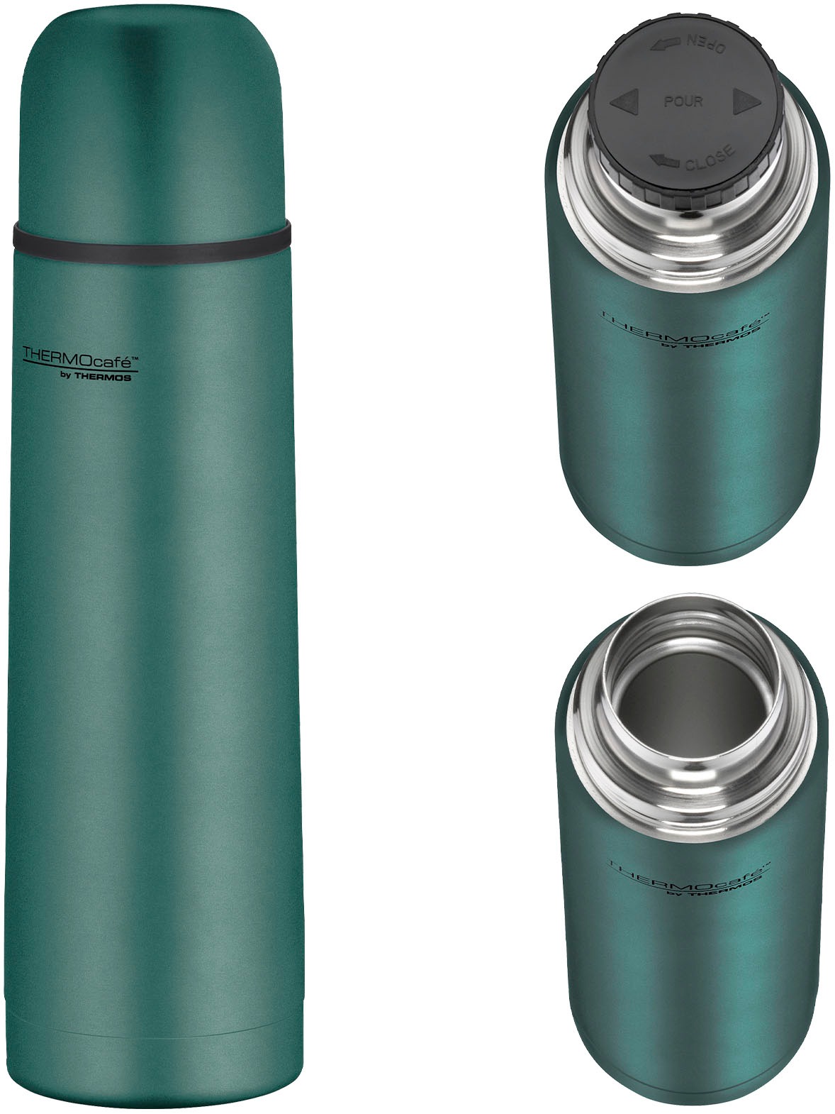 THERMOcafé Isolierflasche »TC EVERYDAY, Edelstahlkörper, spülmaschinenfest«, (1 tlg.), mit Twist & Pour Lid und Trinkbecher (nicht isoliert)