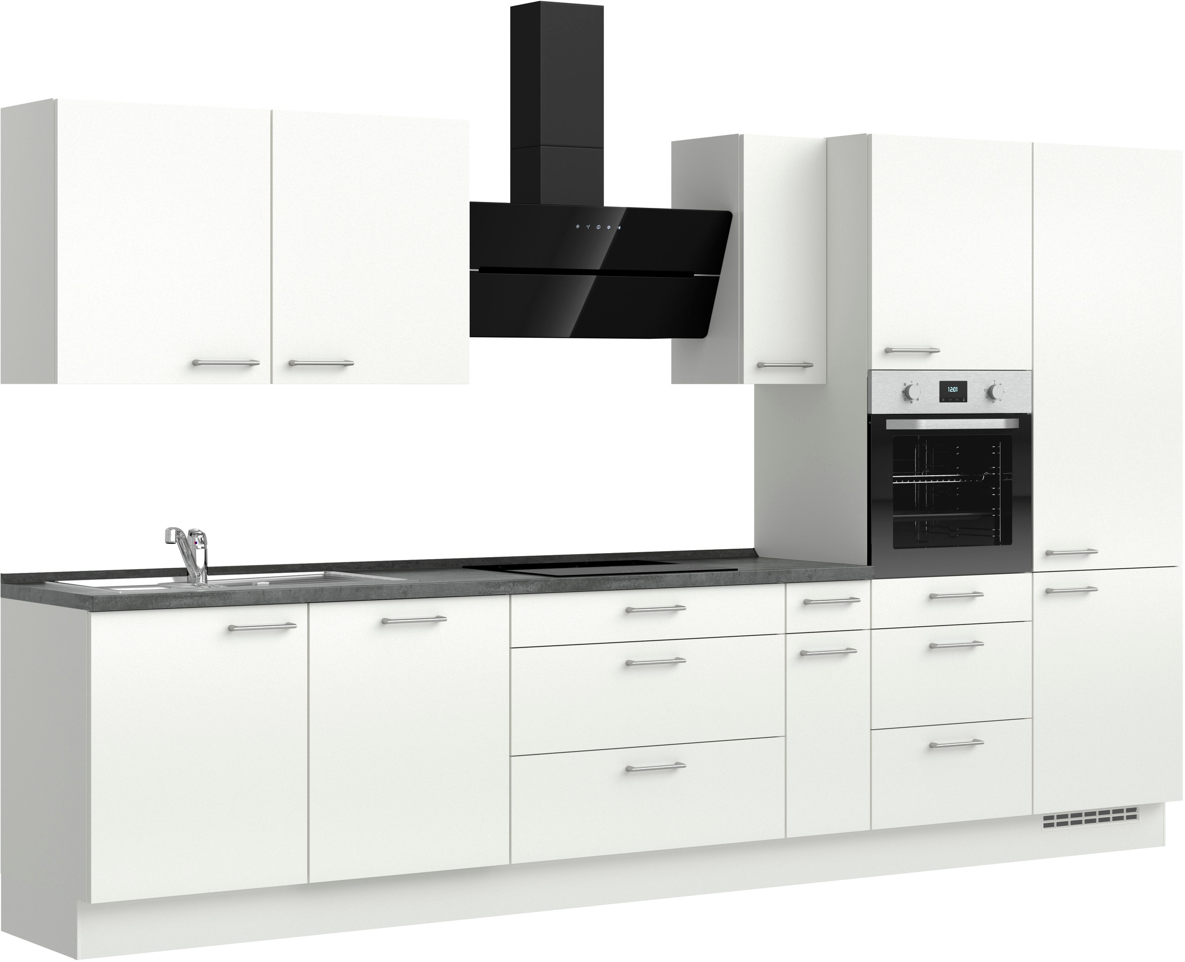 nobilia® Küchenzeile »"Laser II"«, vormontiert, Ausrichtung wählbar, Breite 360 cm, wahlw. mit E-Geräten