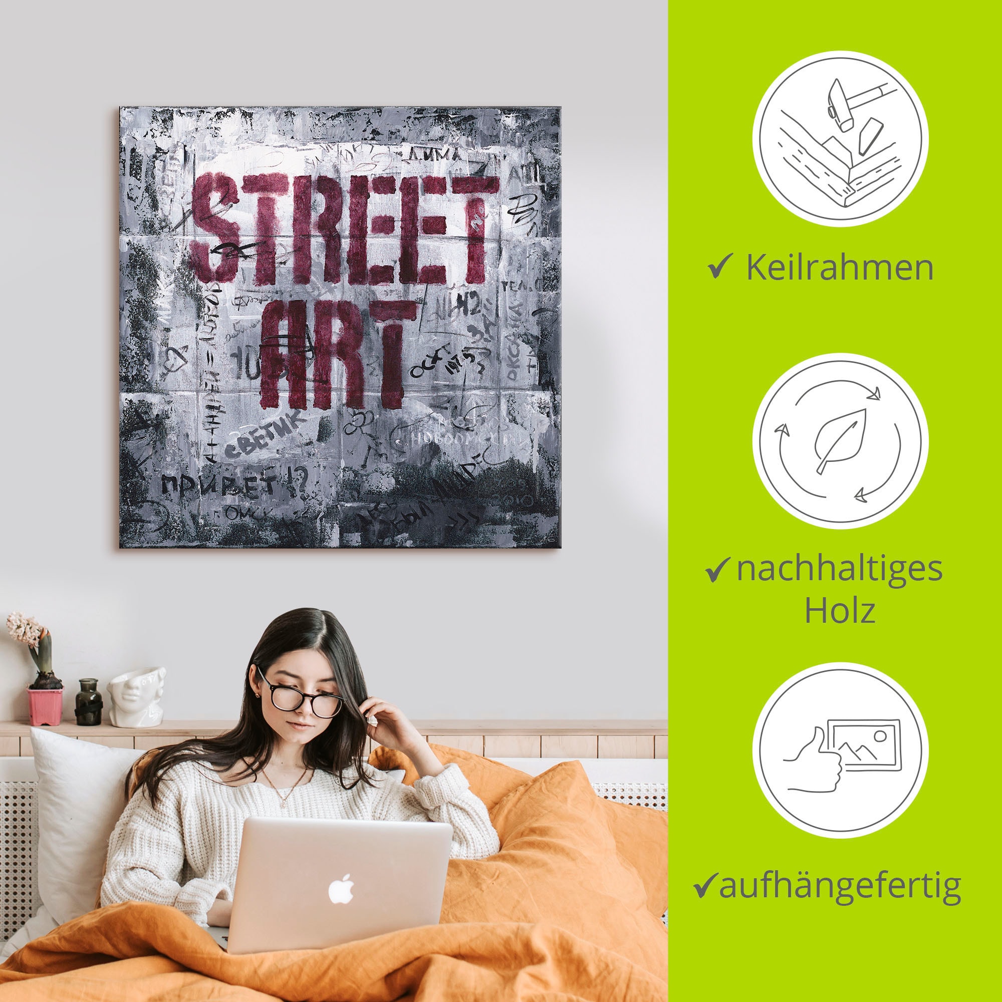 Artland Wandbild »Street Art - Straßenkunst«, Sprüche & Texte, (1 St.), als Alubild, Outdoorbild, Leinwandbild in verschied. Größen