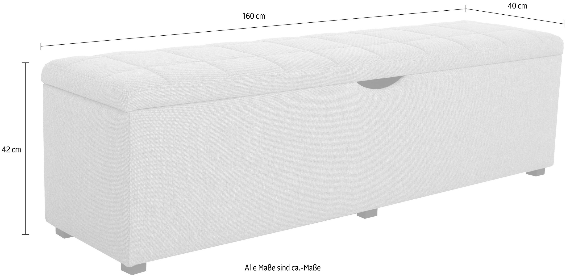 Places of Style Hockerbank »Checked«, mit Stauraum, Breite 120 cm und 160 cm, als Bettbank geeignet