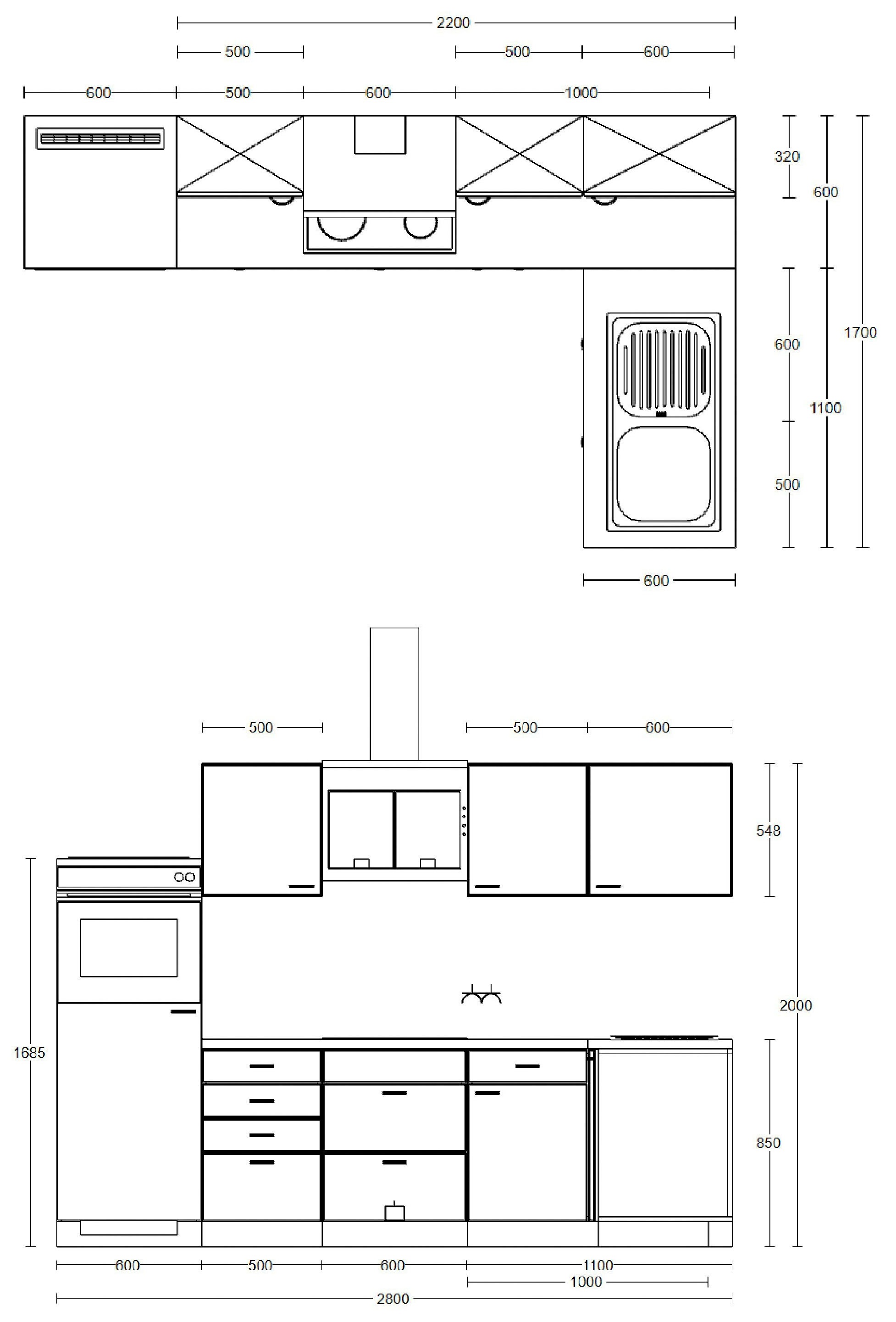 Flex-Well Küchenzeile »Capri«, mit und ohne E-Geräten erhältlich, Gesamtbreite 280x170 cm