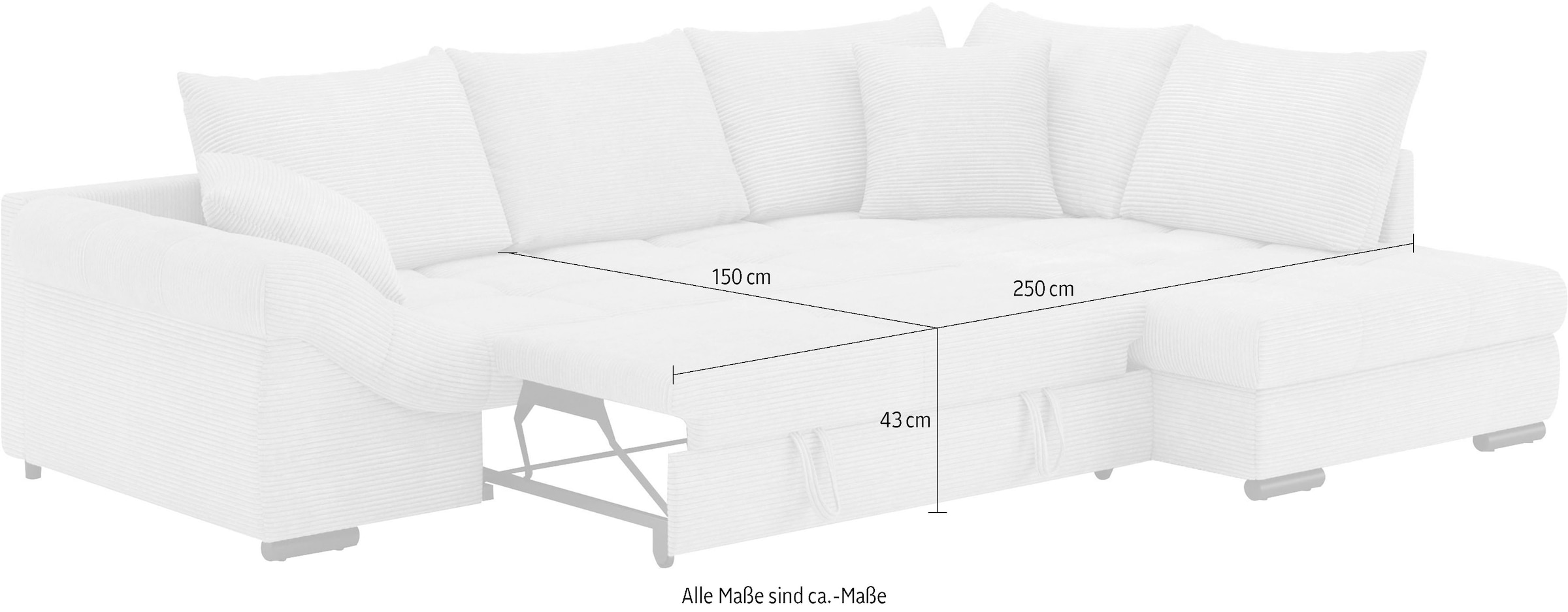 Mr. Couch Ecksofa »Allegro, L-Form«, mit Hochschläfer-Bettauszug, wahlweise mit Kaltschaum