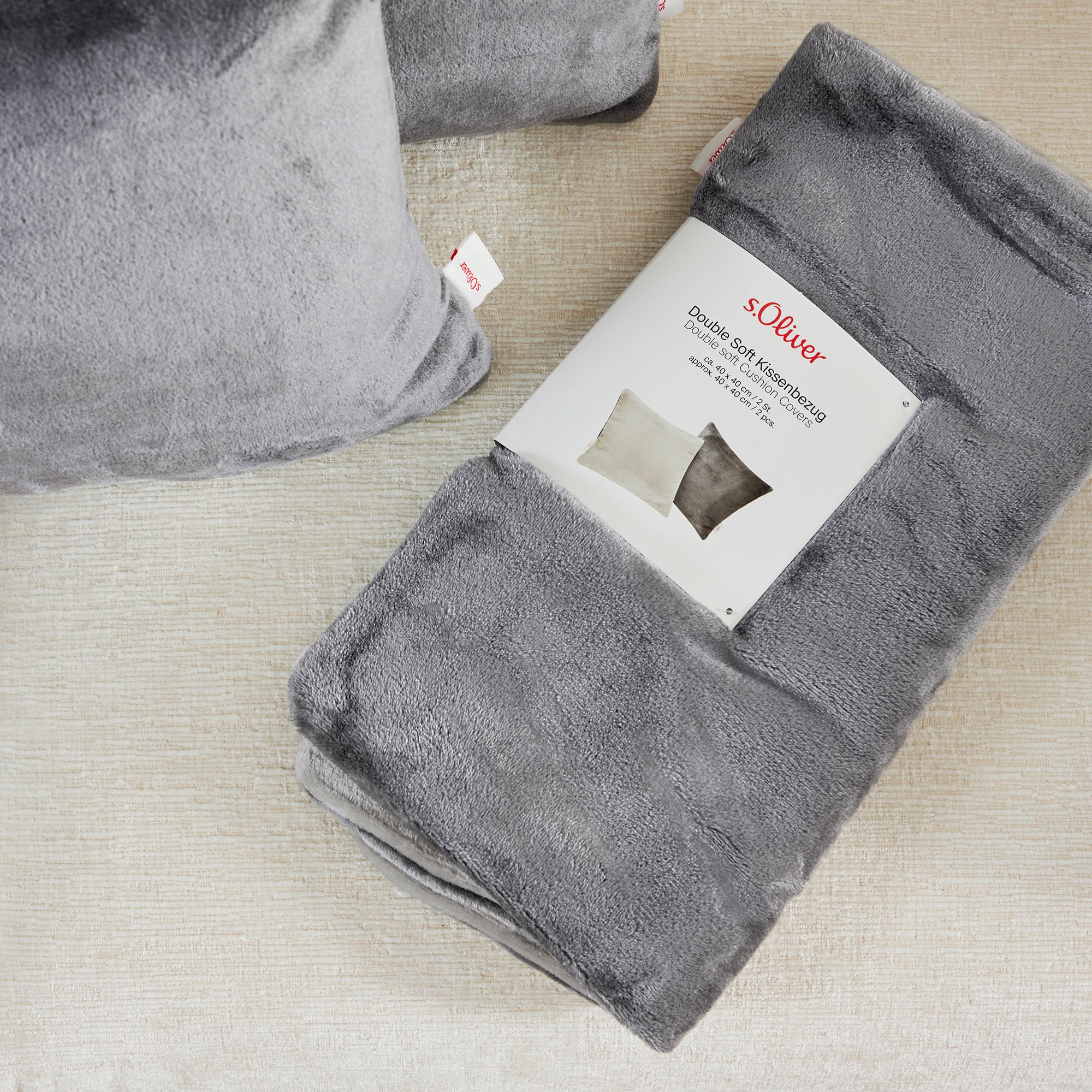 s.Oliver Dekokissen »double soft Kissen s.Oliver«, Kissenhüllen ohne Füllung, 2 Stück, mit samtig weicher Oberfläche