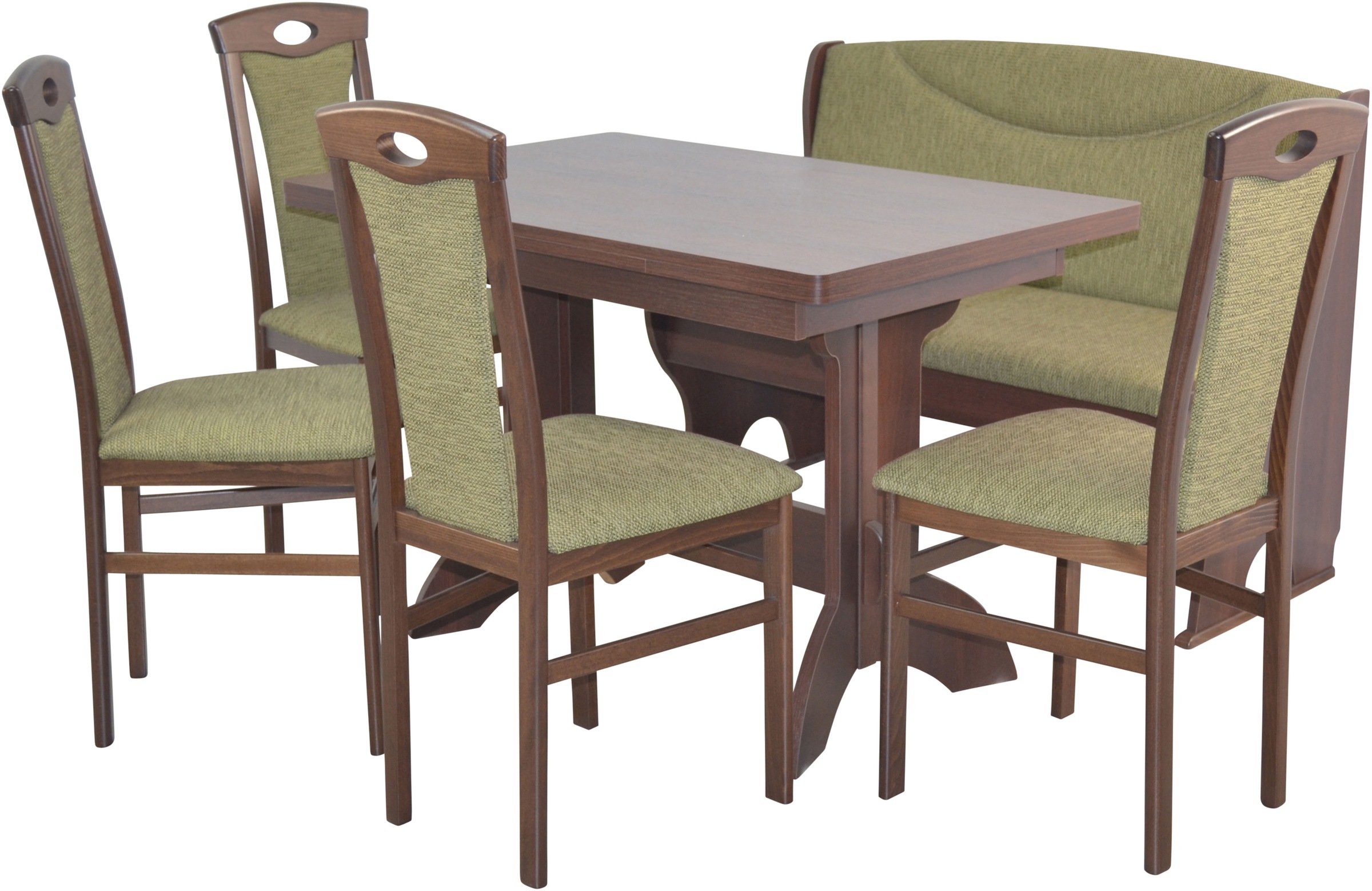 HOFMANN LIVING AND MORE Essgruppe »6tlg. Tischgruppe« Spar-Set, 6tlg. Tischgruppe, 6 Stk. tlg. Stühle montiert oliv + oliv + Nussbaum-Nachbildung