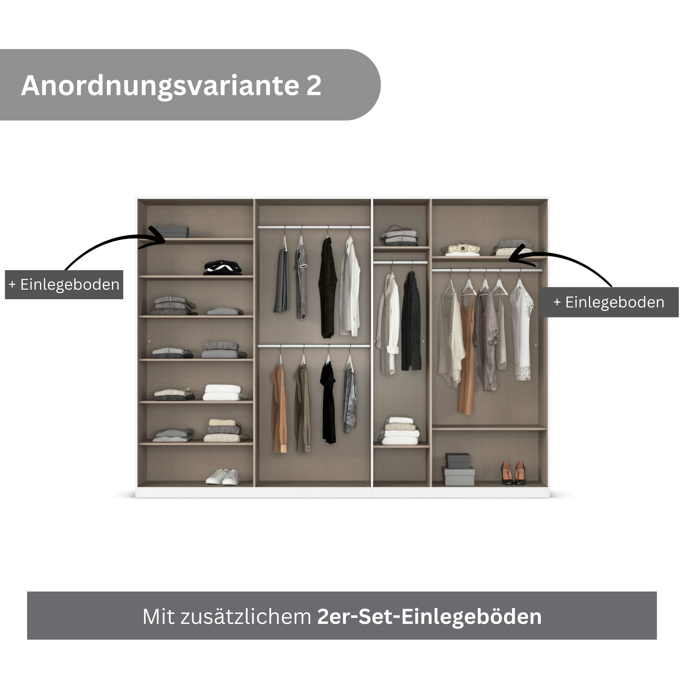 rauch Drehtürenschrank »Kleiderschrank Schrank Garderobe AGORDO mit Dekor- oder Hochglanzfront«, (in zwei Griff-Farben), durchdachte Innenausstattung, in 6 Breiten und 2 Höhen MADE IN GERMANY
