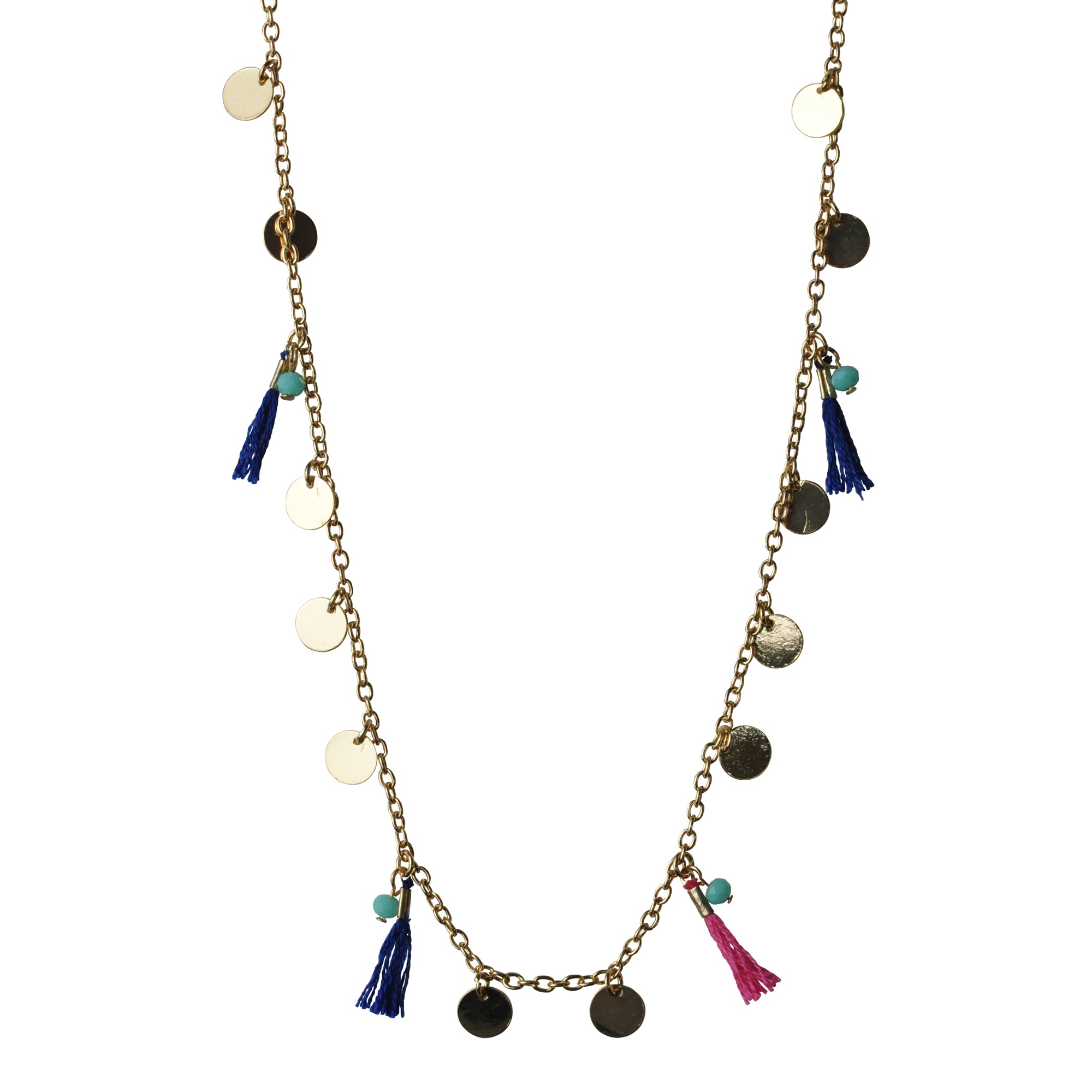Steuer Collierkettchen »Collier mit bunten Quasten und Plättchen goldfarben«