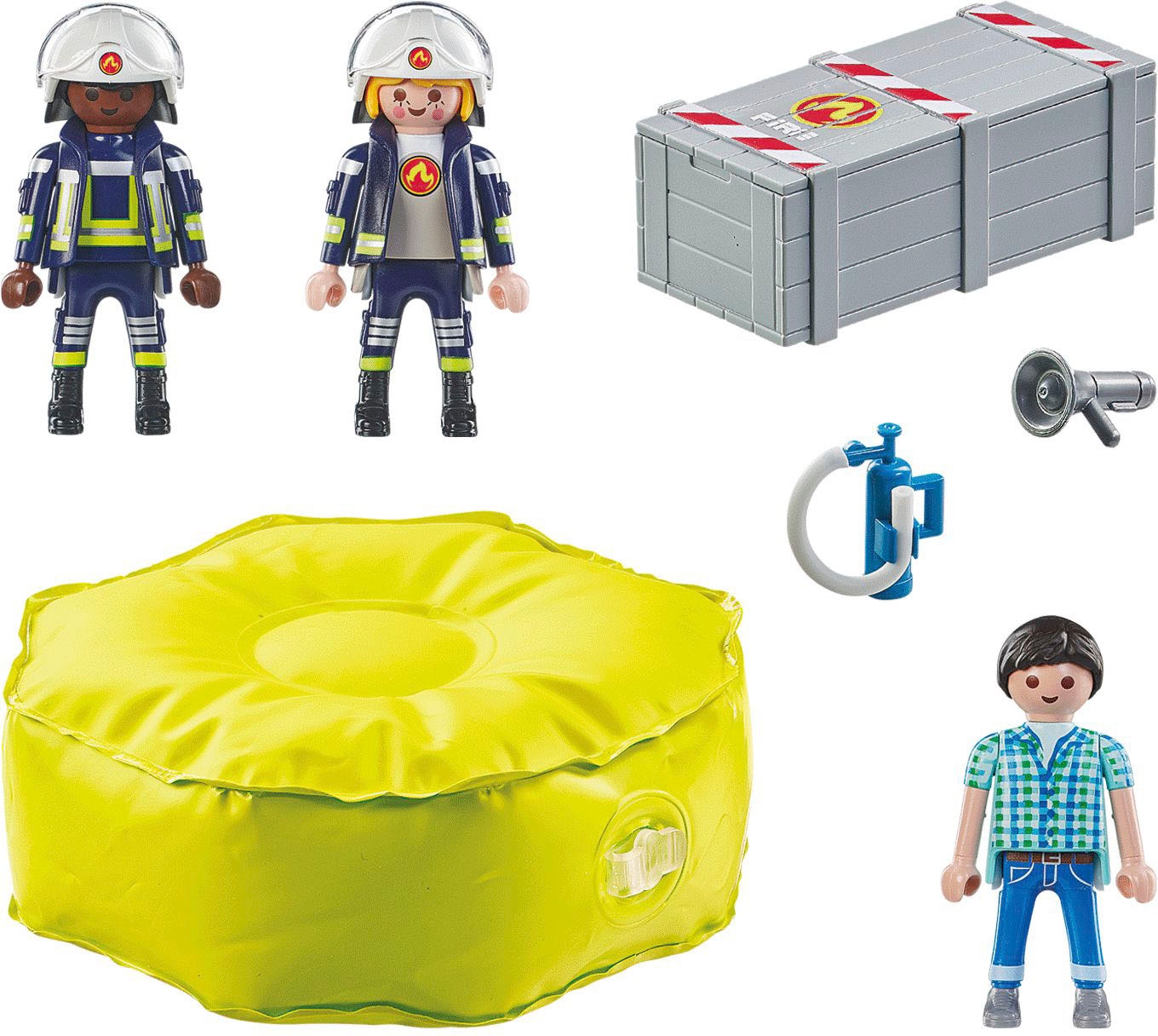 Playmobil® Konstruktions-Spielset »Feuerwehrleute mit Luftkissen (71465), Action Heroes«, (13 St.), Made in Europe