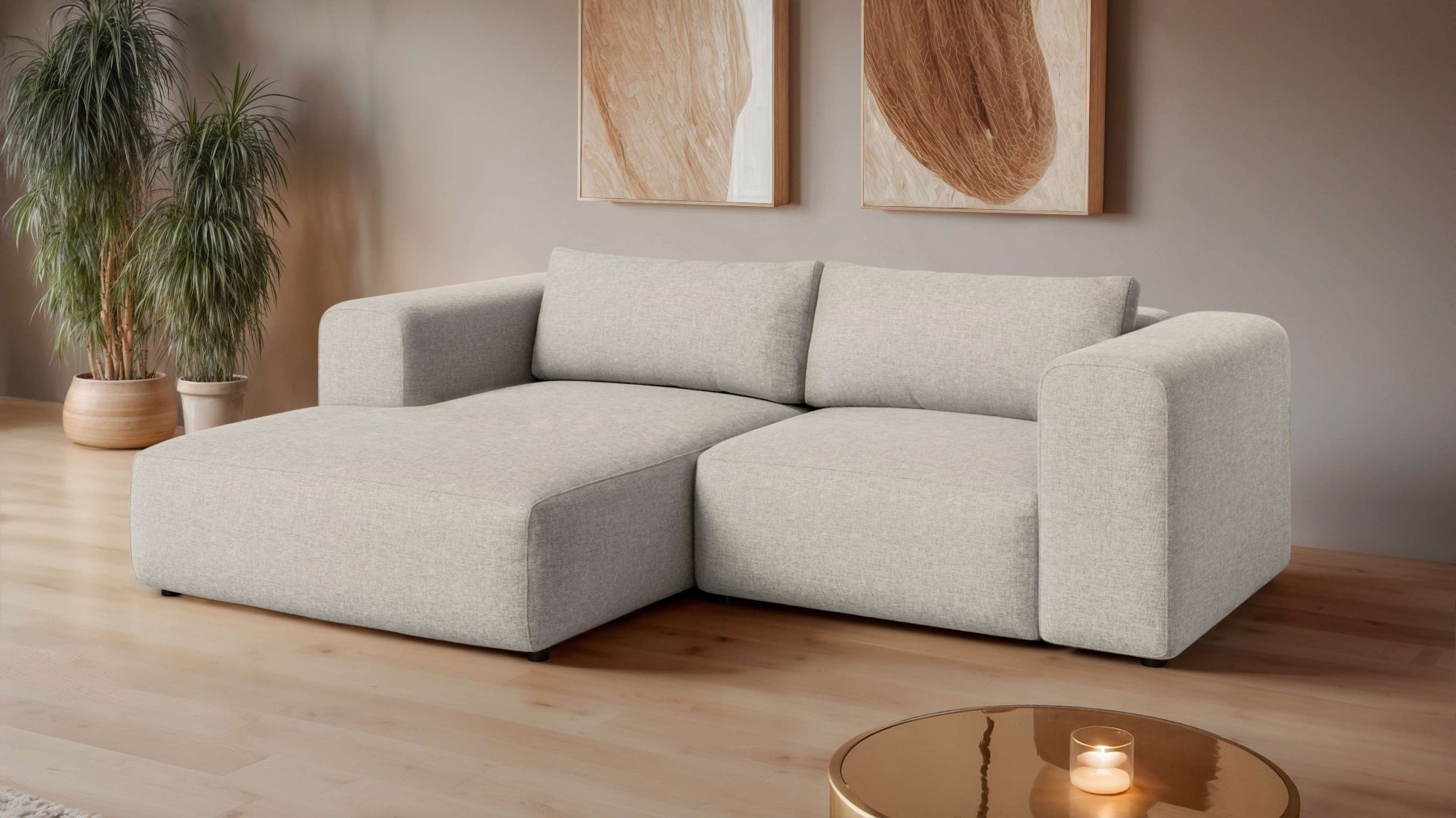OTTO home Ecksofa »TIARRA Design-Sofa mit Ottomane recht/links bestellbar, Breite 241 cm« L-Form mit hochelastischer Schaum und Wellenunterfederung
