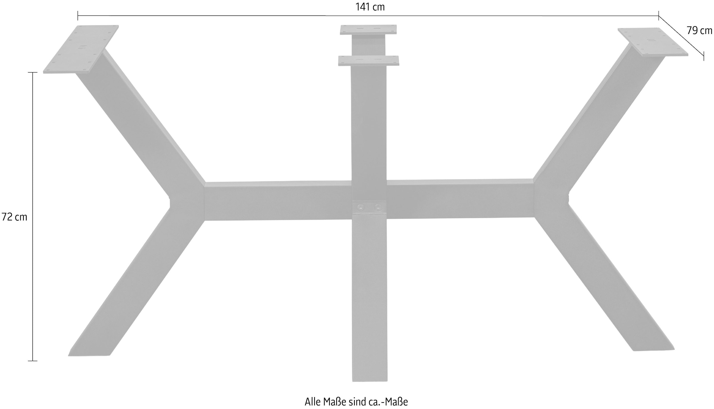 WOOOD Tischbein »Tablo Zeeland aus Metall mit Pulverbeschichtung B 141 x T 79 x H 72 cm« Robustem Kreuzgestell, Tragkraft 150 kg, einfach zu montieren