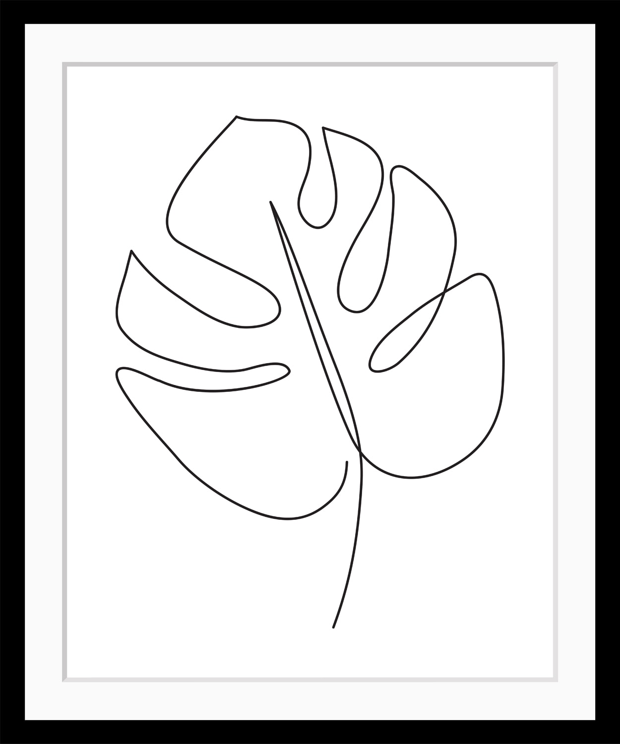 queence Bild »Denver« Blätter | Kunst | Pflanzenbilder | Schwarz-Weiß Blatt, gerahmt