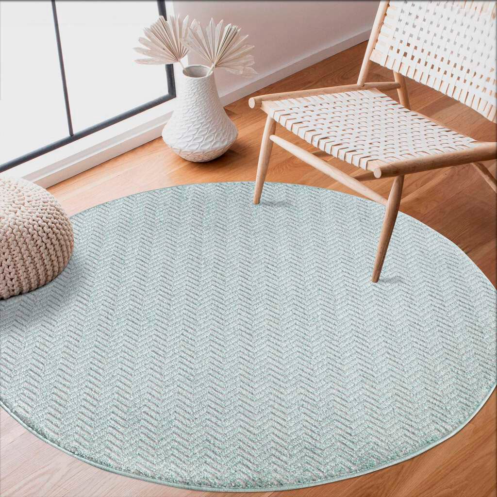 Carpet City Look Zickzack Kurzflor, rund, bestellen »233-82-FANCY805-R«, 3D-Optik, Einfarbig, bequem schnell Teppich und