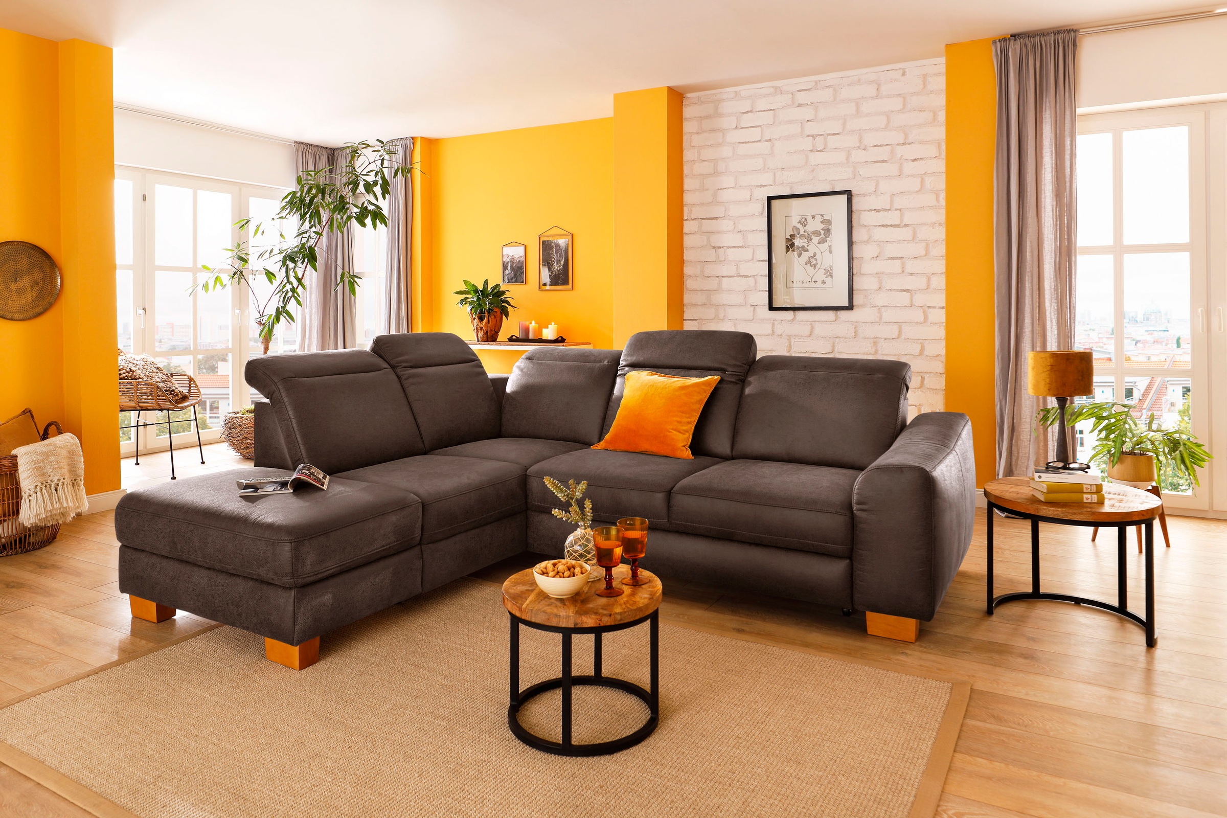 Home affaire Ecksofa »Dundee L-Form«, wahlweise mit Kopfteilverstellung und zusätzlich mit Bettfunktion