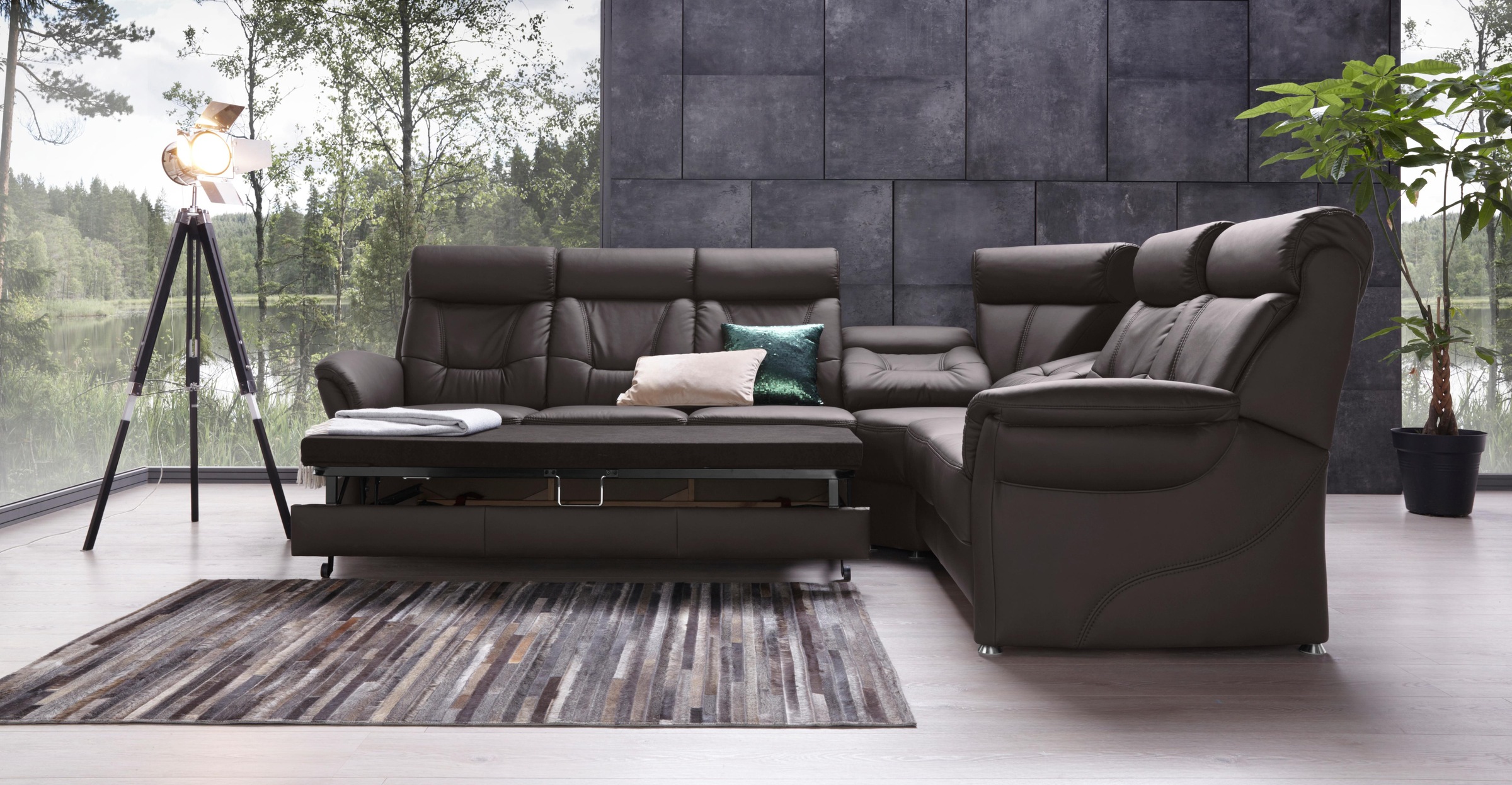 Places of Style Ecksofa »Sardinien L-Form«, mit Kopfteilverstellung, wahlweise mit Bettfunktion