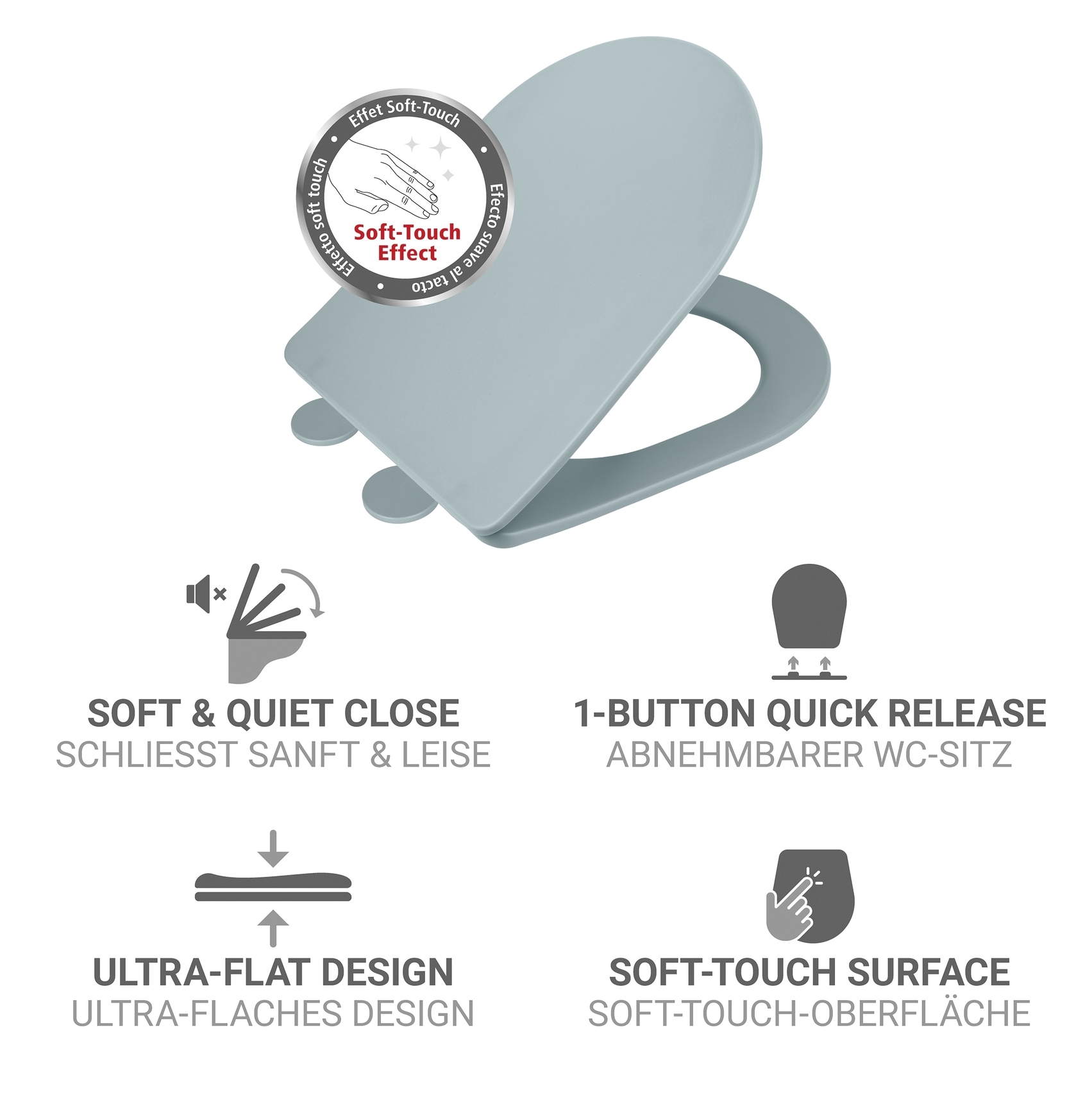 WENKO WC-Sitz »Galati« Toilettensitz aus Duroplast, ultraflach, D-Form, mit Absenkautomatik