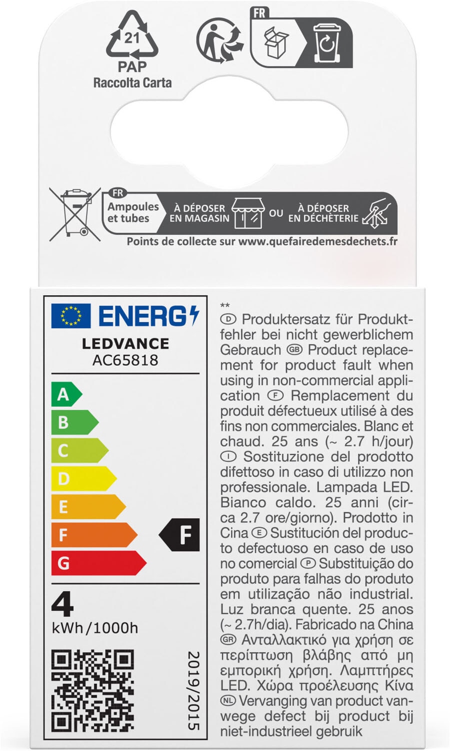 LEDVANCE LED-Leuchtmittel »LED STAR Flat Flat Frosted 28« E14 1 Stk. Warmweiß