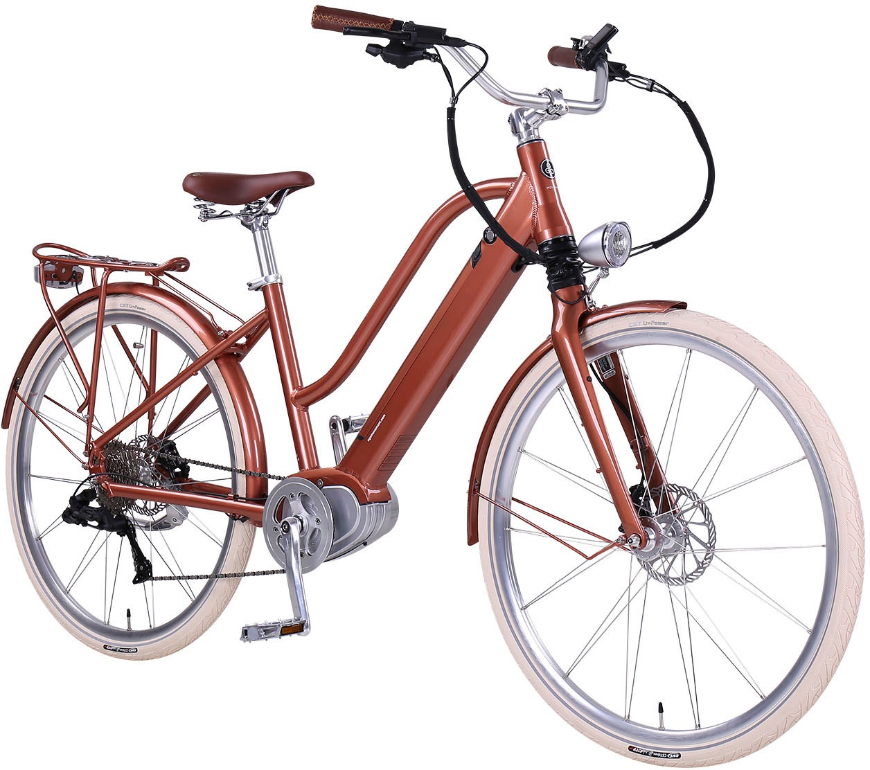 eGO Movement E-Bike »Classic 25 Cleopatra Trapez 45 cm Bronze 28"«, 10 Gang, Shimano, Deore, Mittelmotor 250 W, Pedelec, Elektrofahrrad für Damen u. Herren