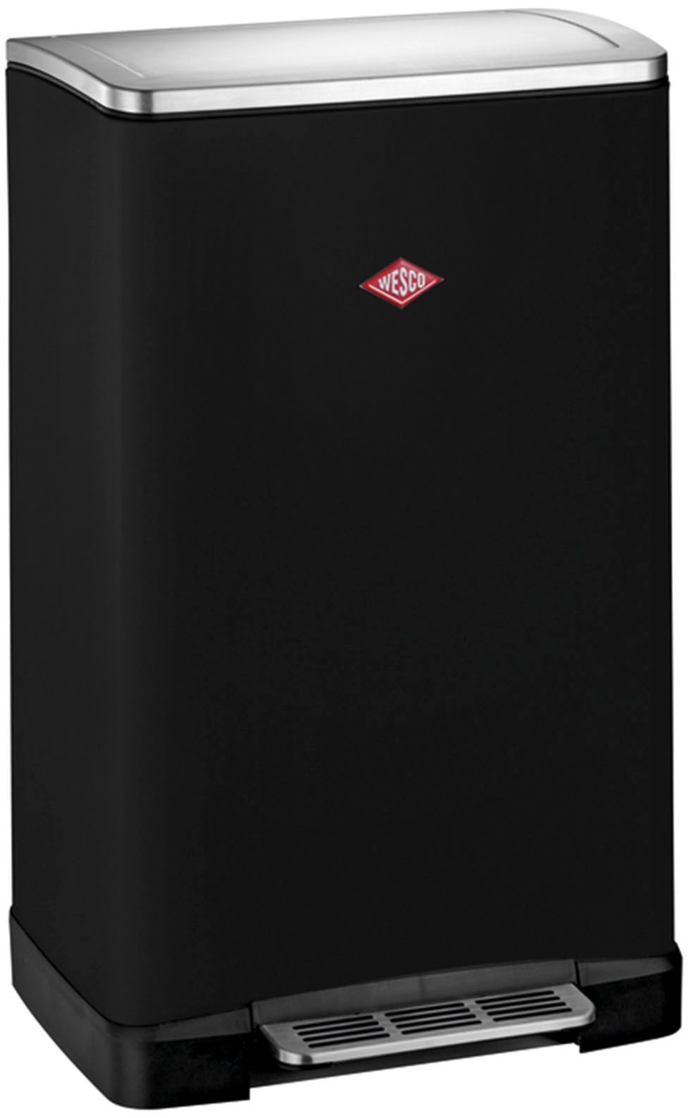 WESCO Mülltrennsystem »Big Double Boy Abfallsammler mit Dämpfer« 2 Behälter mit Kunststoffeinsatz, Edelstahldeckel mit Arretierung und Fußtritt