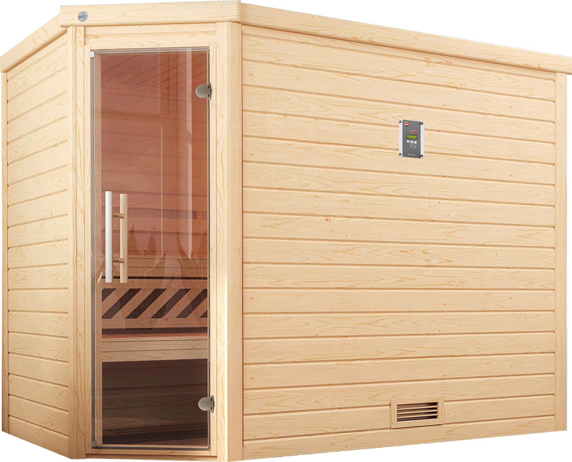 Sauna „Turku“, (Set), 7,5 kW-Ofen mit digitaler Steuerung natur