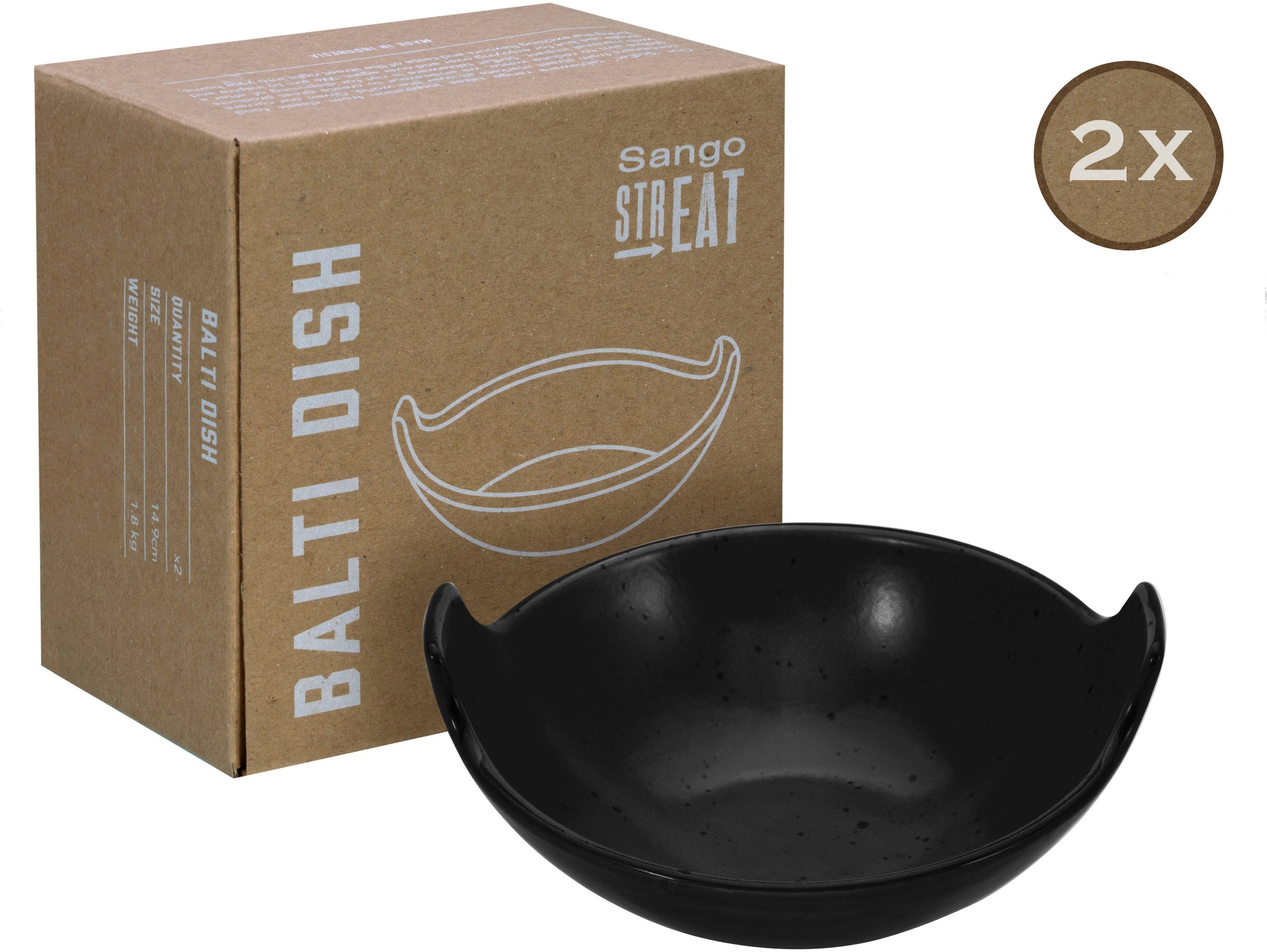 CreaTable Servierschale »Balti Dish«, 2 tlg., aus Steinzeug, Dipschale, Müslischale, Snackschale, Topaktueller „Streat Food“ Trend