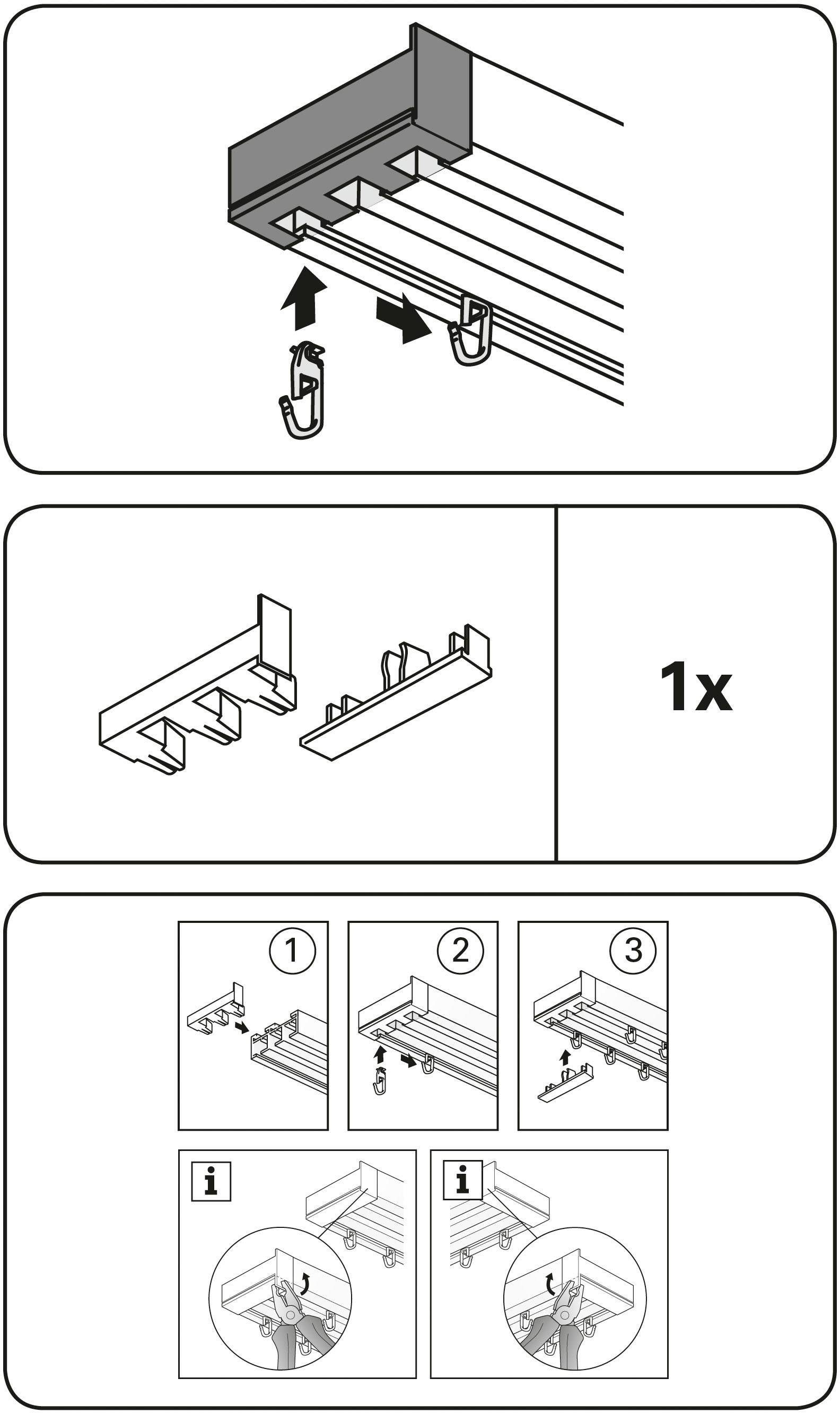 GARDINIA Gardinenstangen-Endstück »mit Ausklinkung 3-läufig«, (1 St.), Serie Flächenvorhang-Technik Atlanta 3-läufig