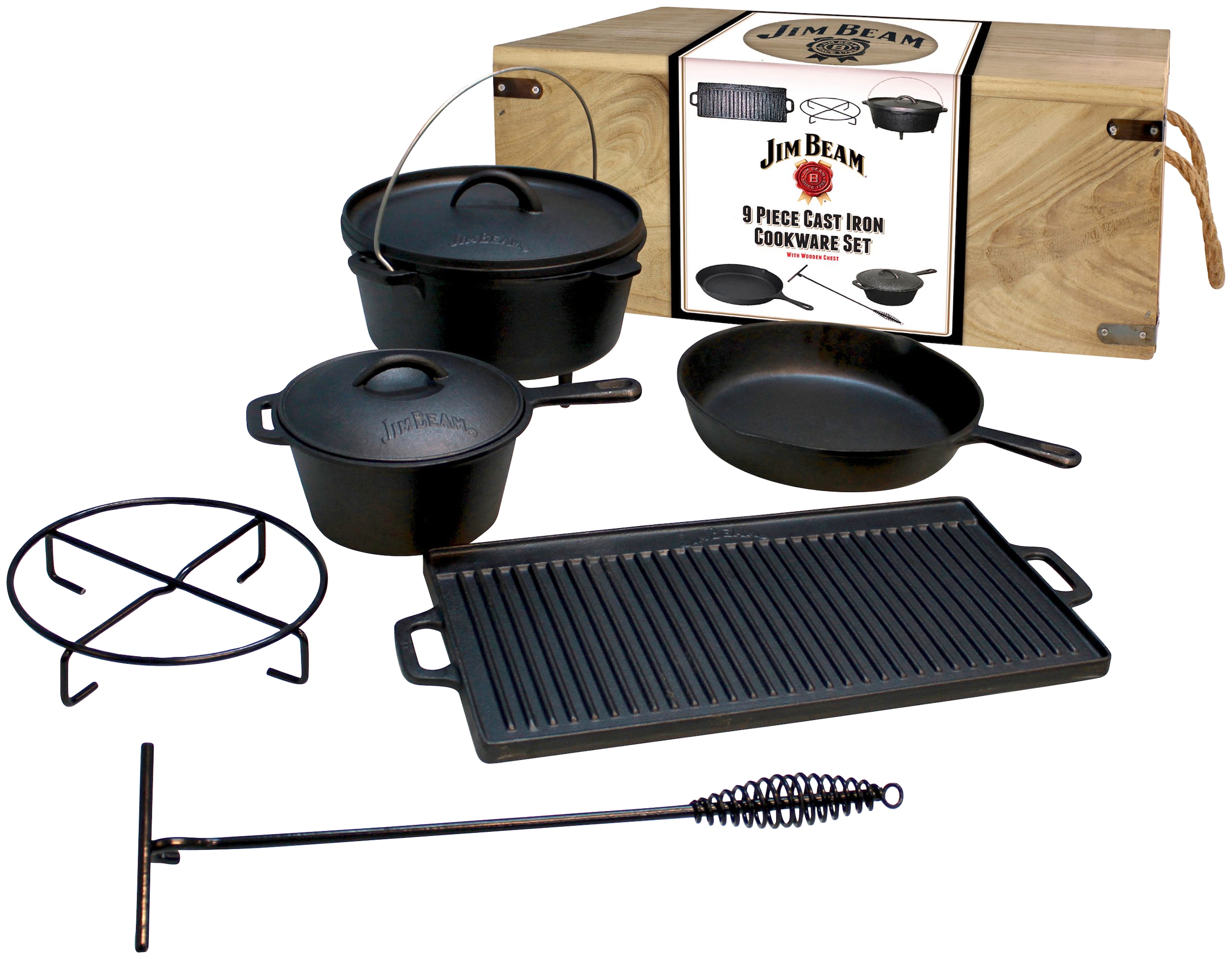 Jim Beam BBQ Topf-Set, Gusseisen, (9 tlg.) günstig online kaufen