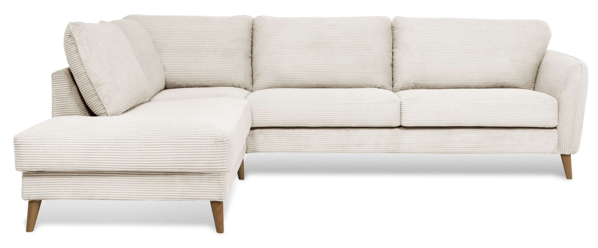 Home affaire Ecksofa »MARSEILLE 278/202 cm, L-Form, Ottom. rechts/links, verschiedene Bezüge«, Massivholzbeine Eiche, Landhausstil, Wellenunterfederung