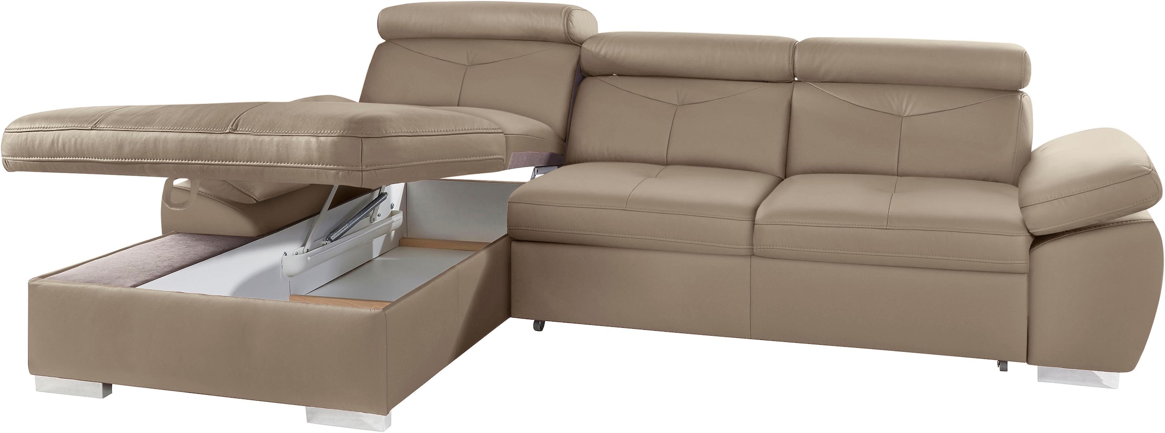 exxpo - sofa fashion Ecksofa »Spring, super bequem, mit Armteil- und Kopfteilfunktion, OTTOs Choice«, L-Form, wahlweise mit Bettfunktion und Bettkasten