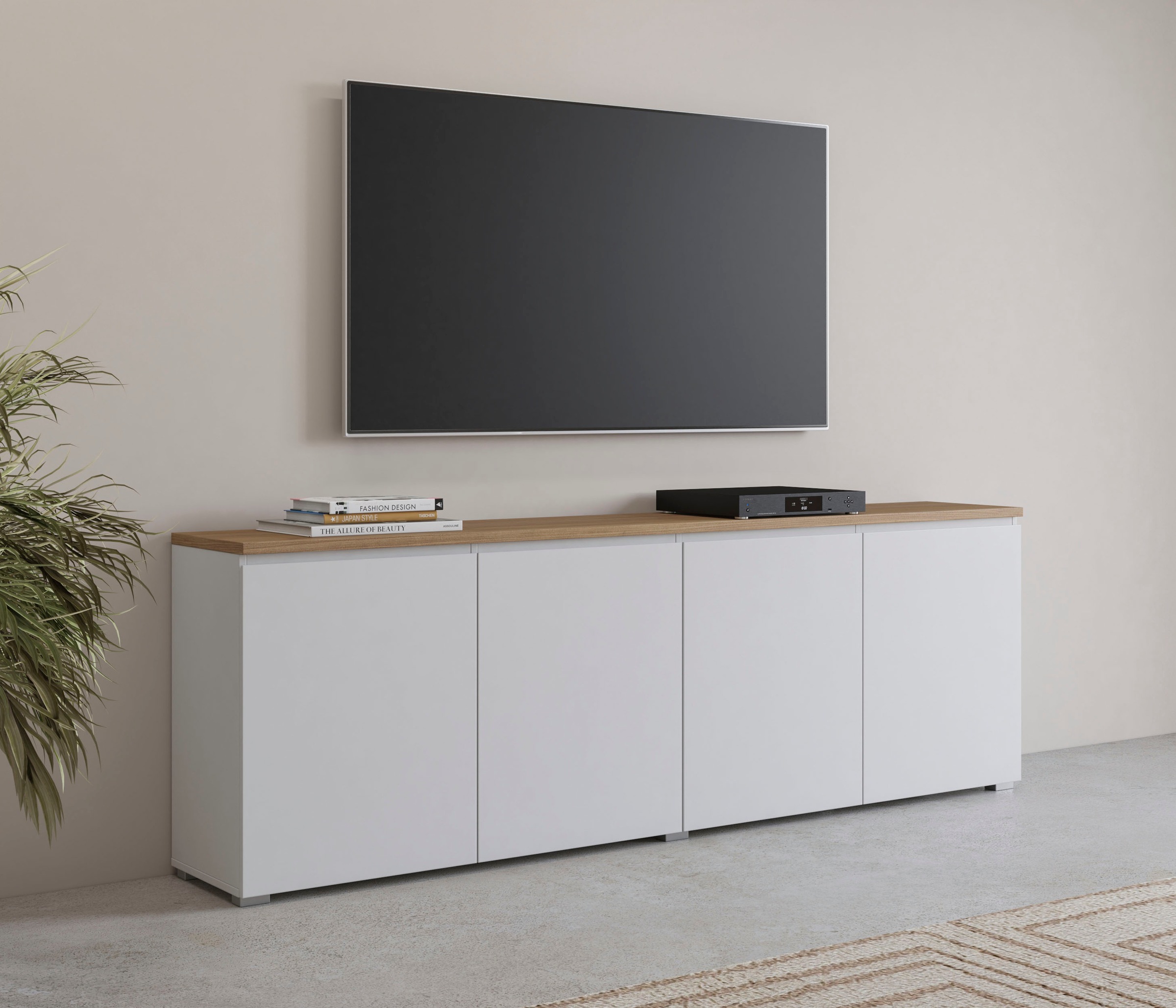 INOSIGN Sideboard »Modo, Breite 200 cm, moderne grifflose Kommode 4Türen« A günstig online kaufen