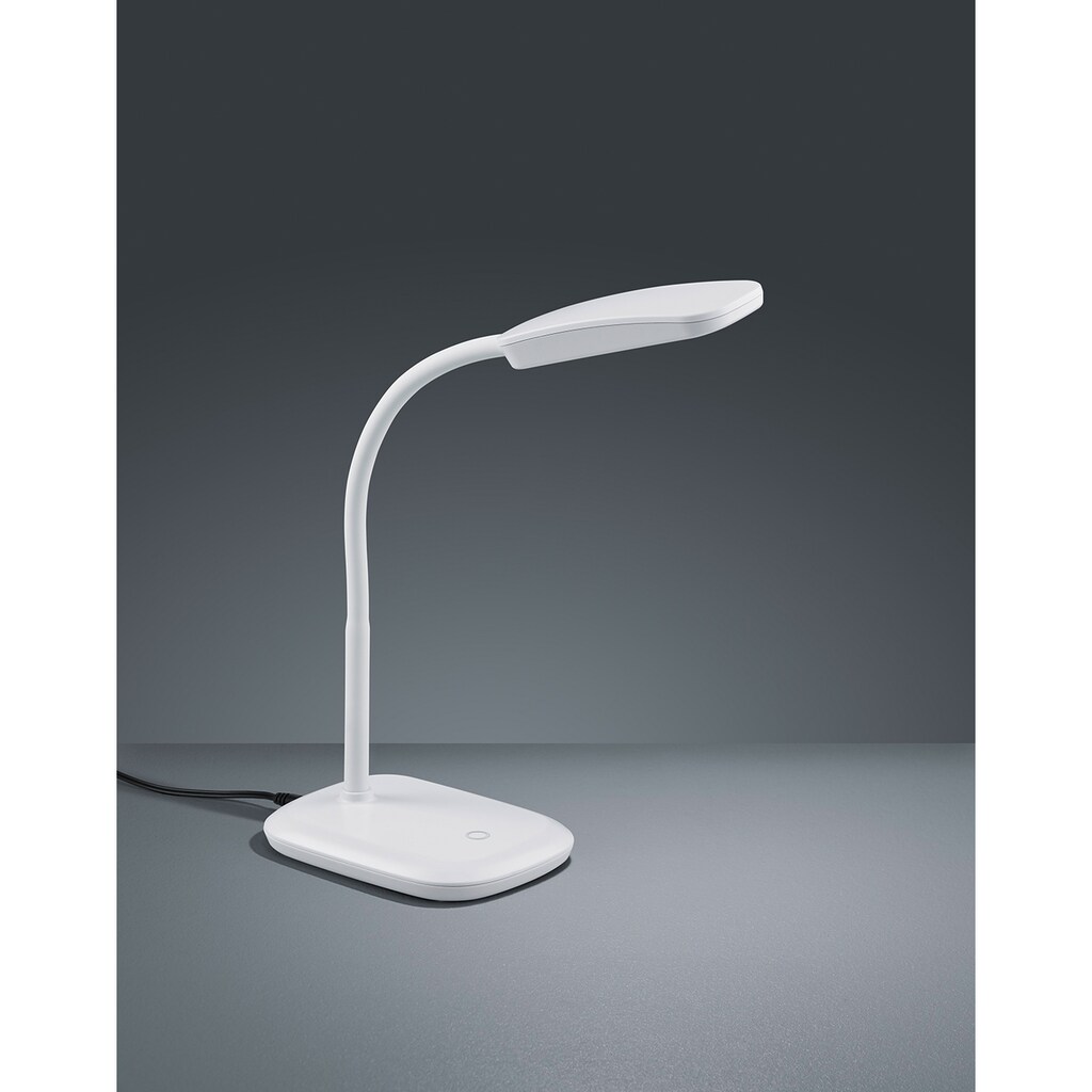 TRIO Leuchten LED Tischleuchte »Boa«, 1 flammig-flammig, Schreibtischlampe, weiß, Touch Dimmer, warmweiß, verstellbarer Flexarm