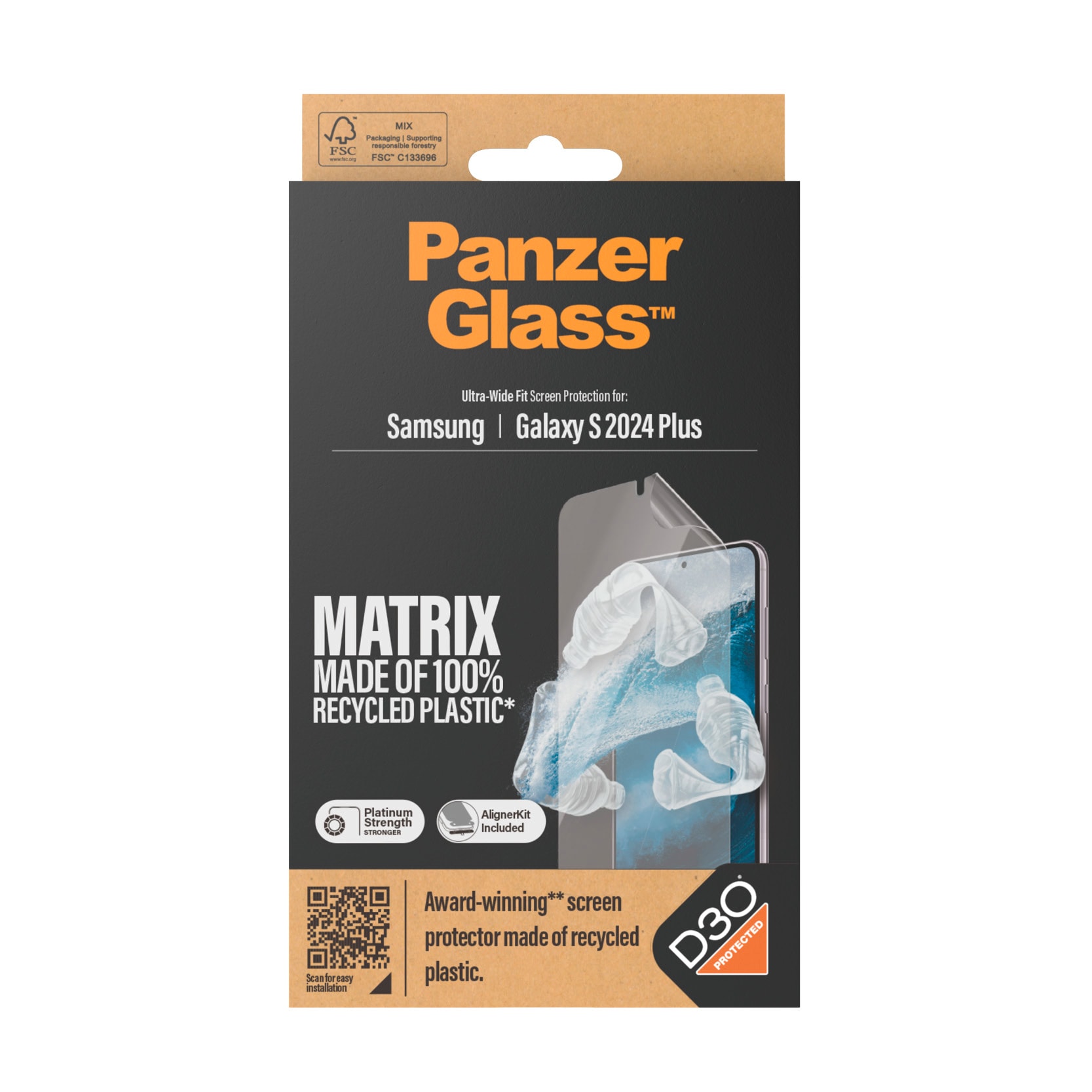 PanzerGlass Displayschutzfolie »Matrix Ultra Wide Fit Screen Protector«, für Samsung Galaxy S24+, Displayschutz, stoßfest, kratzbeständig