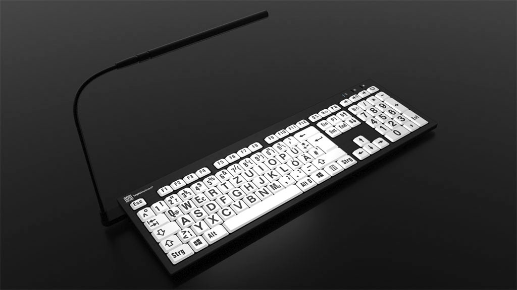 Logickeyboard Slimline-Tastatur »XL-Print Black on White DE (PC/Nero)«, (Ziffernblock-USB-Hub)