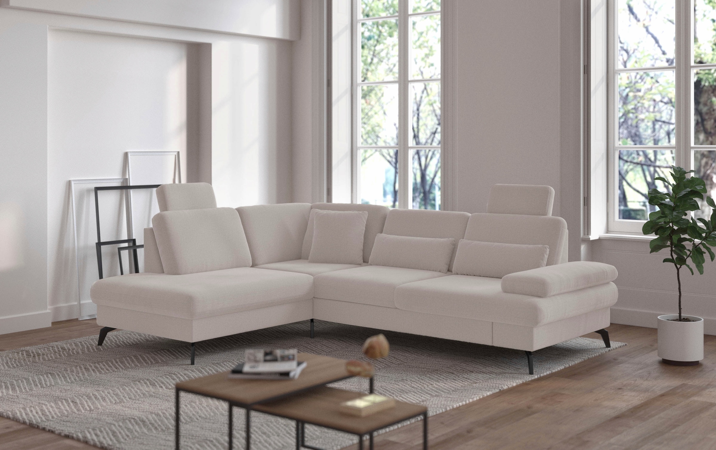 sit&more Ecksofa »Morris L-Form, inkl. Sitztiefenverstellung«, wahlweise mit Armteilverstellung, Bettfunktion & Bettkasten
