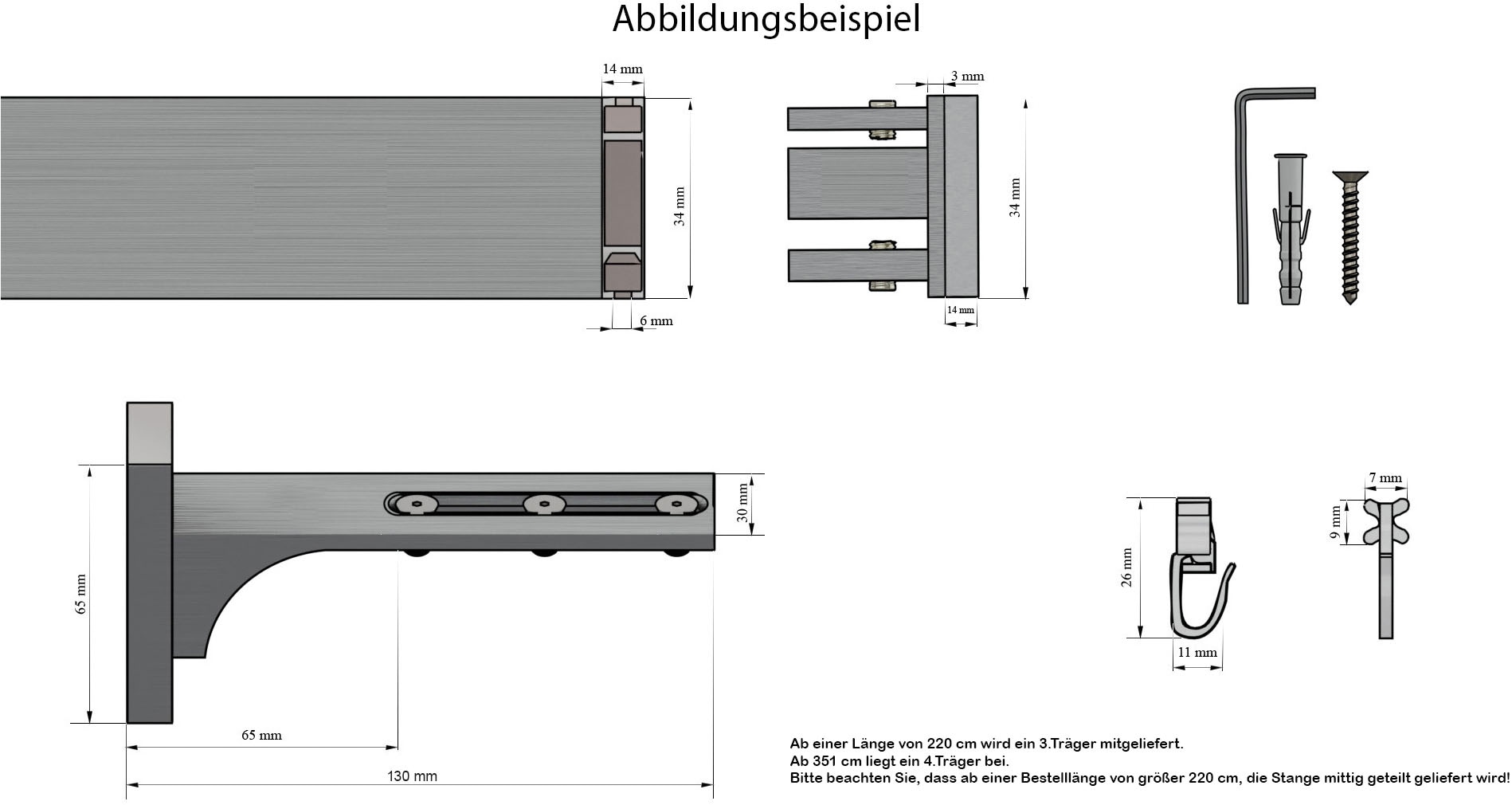 indeko Gardinenstange »Bern«, 2 läufig-läufig, Wunschmaßlänge, Innenlauf Komplett-Set inkl. Gleitern und Montagematerial