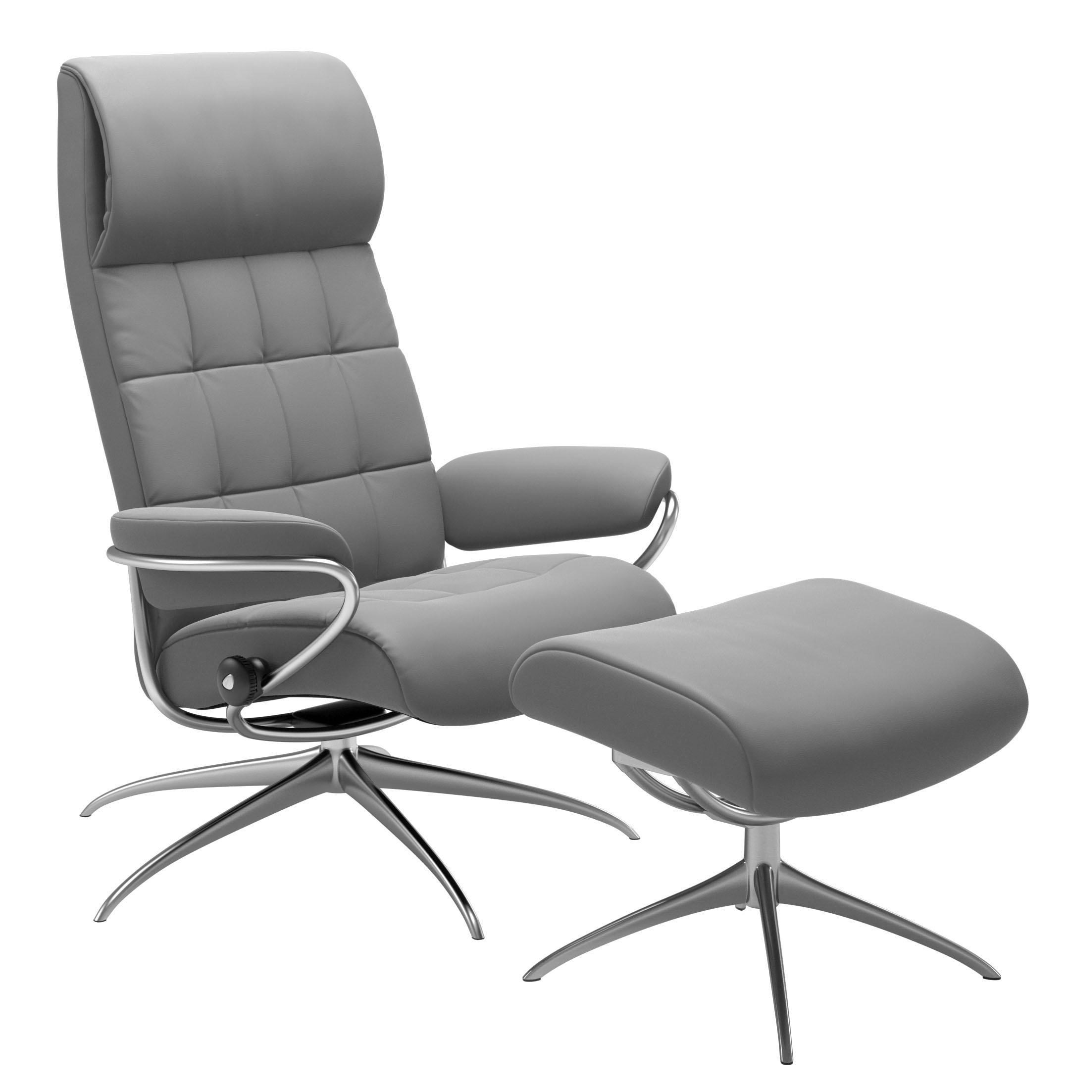 Stressless® Relaxsessel »London«, (Set, Relaxsessel mit Hocker), mit Hocker, High Back, mit Star Base, Gestell Chrom