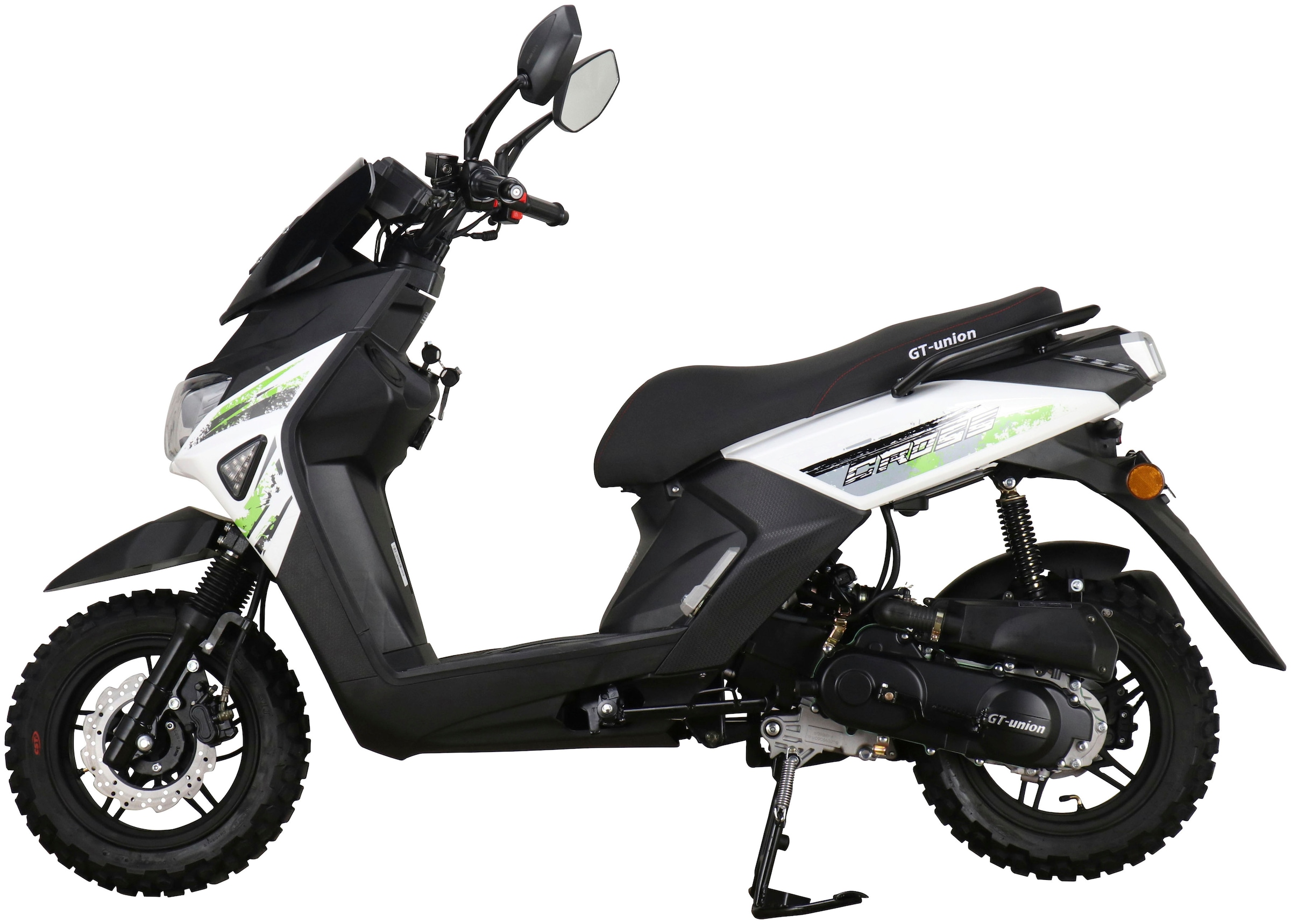 GT UNION Motorroller »Cross 2.0 25«, 49,6 cm³, 25 km/h, Euro 5, 2,7 PS, (Komplett-Set, 2 tlg., mit Topcase), Luftgekühlter Motor