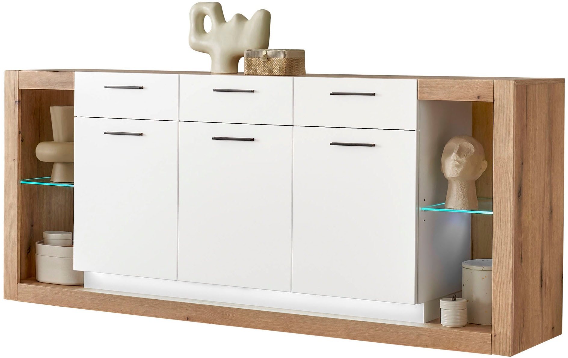 INOSIGN Sideboard »Brixen, moderne Kommode, Stauraumelement in Eiche Evoke Dekor«, Metallgriffe, ausreichend Stauraum, vielseitig einsetzbar