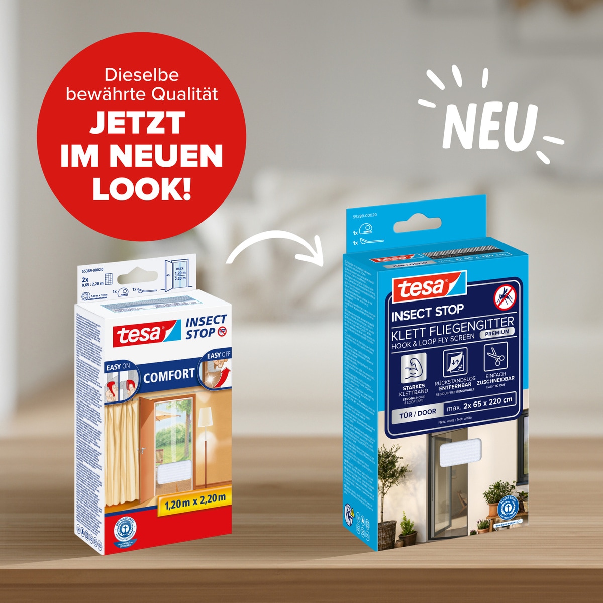 tesa Fliegengitter-Gewebe »Premium für Türen - ohne Bohren« Packung, Fliegennetz, Klettband, 1 Stk. tlg. Insektenschutz mit Klettband, zuschneidbar - ohne Bohren