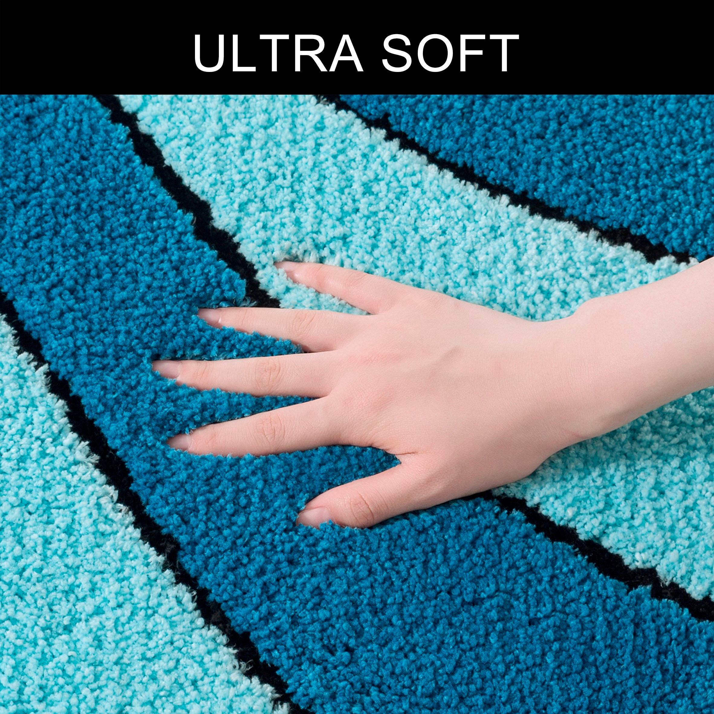 my home Badematte »Anna, Badvorleger, Badezimmer Teppich«, rutschhemmend beschichtet, fußbodenheizungsgeeignet-schnell trocknend, Badteppich, Hoch Tief Effekt, Modern, Weich, Wellen