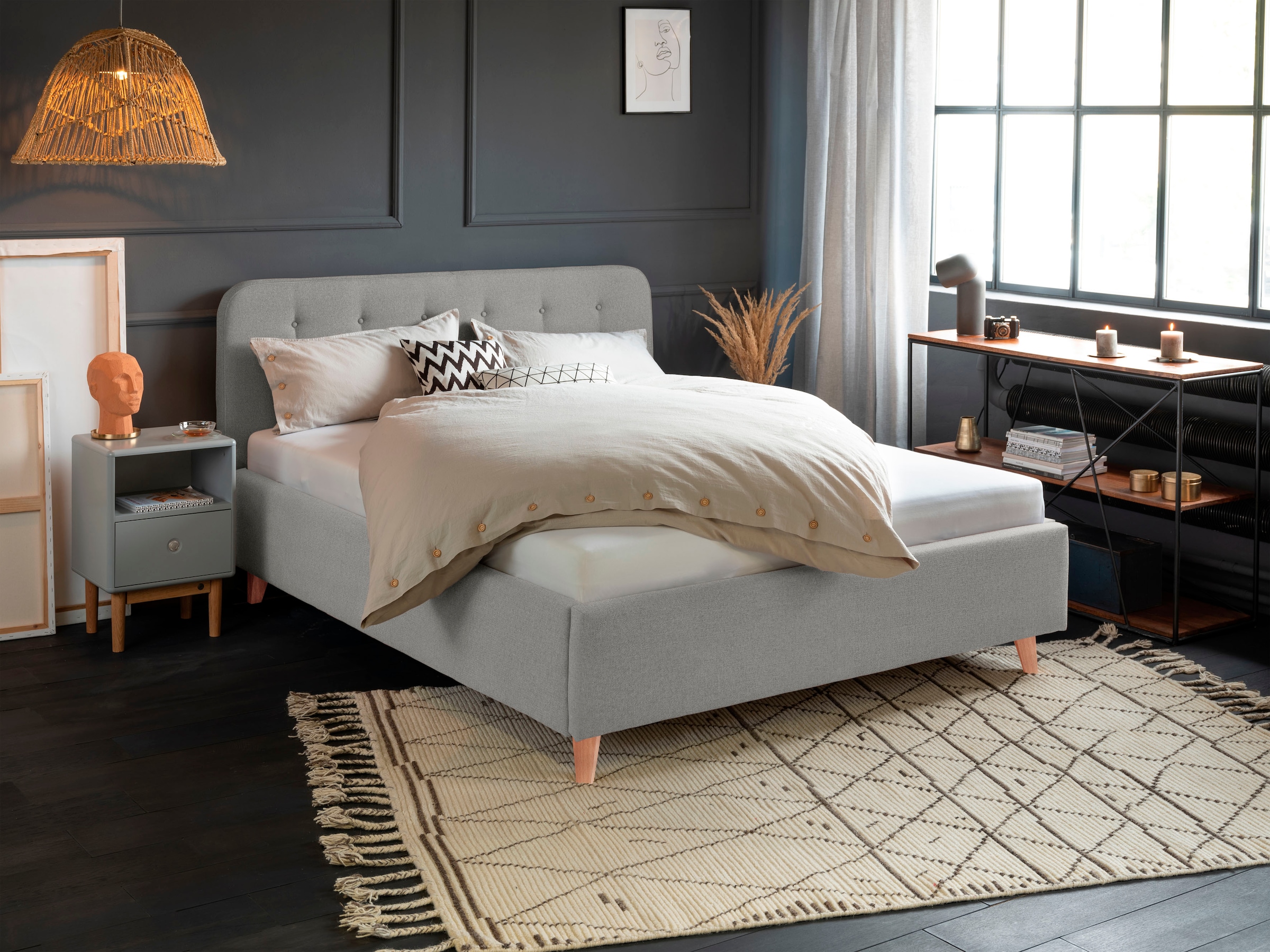 2. Bild von TOM TAILOR HOME Polsterbett »NORDIC BED«, mit Knopfheftung im Kopfteil, Füße Buche natur