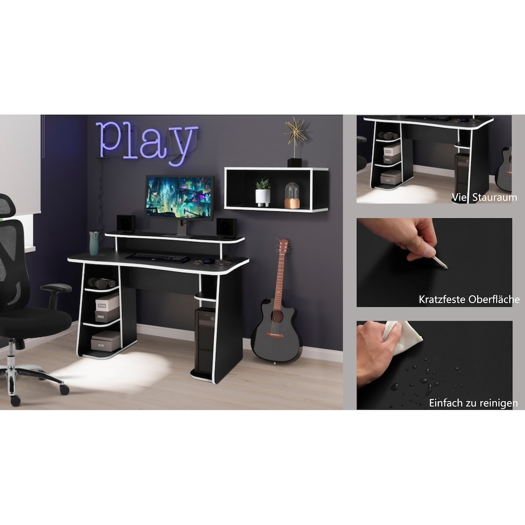 INOSIGN Gamingtisch »GAME«, Computertisch, Towerfach, Monitoraufsatz