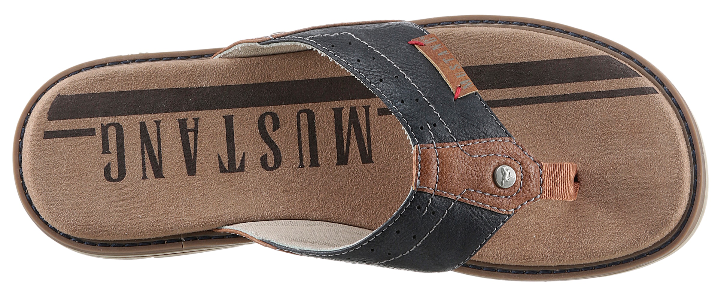 Mustang Shoes Zehentrenner, Sommerschuh, Schlappen, Poolslides, Badeschuh, stylische Farbkombi