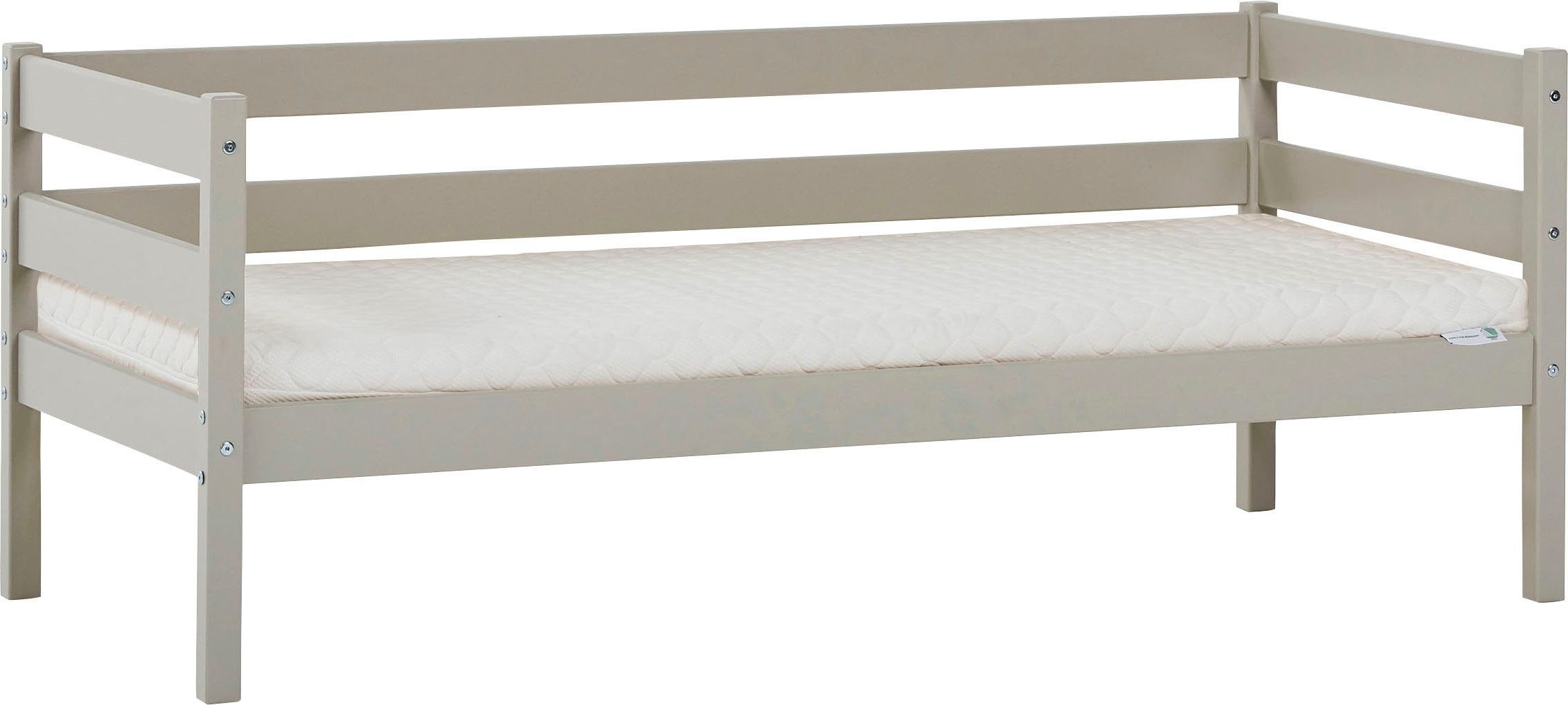 Einzelbett „ECO Comfort“, (Set), mit Rollrost in 8 Farben, wahlweise mit Matratze und Absturzsicherung, Dove Grey mit ECO-Dream Matratze