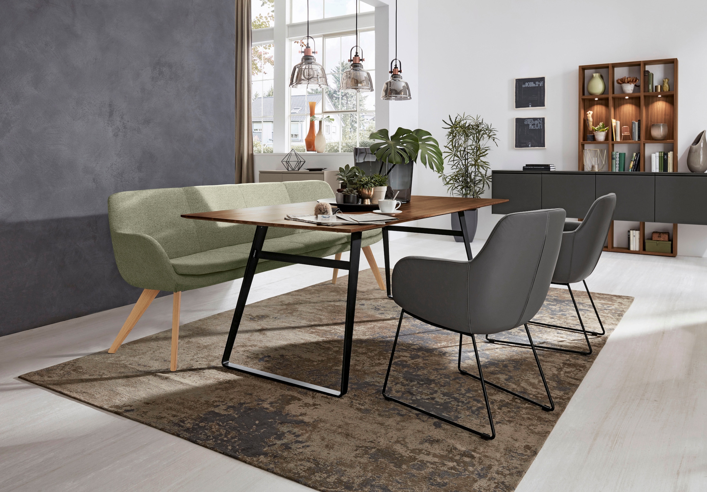 Musterring Essbank »Tavia«, Stativgestell aus Eiche bianco massiv, Breite 180, 200 oder 220 cm