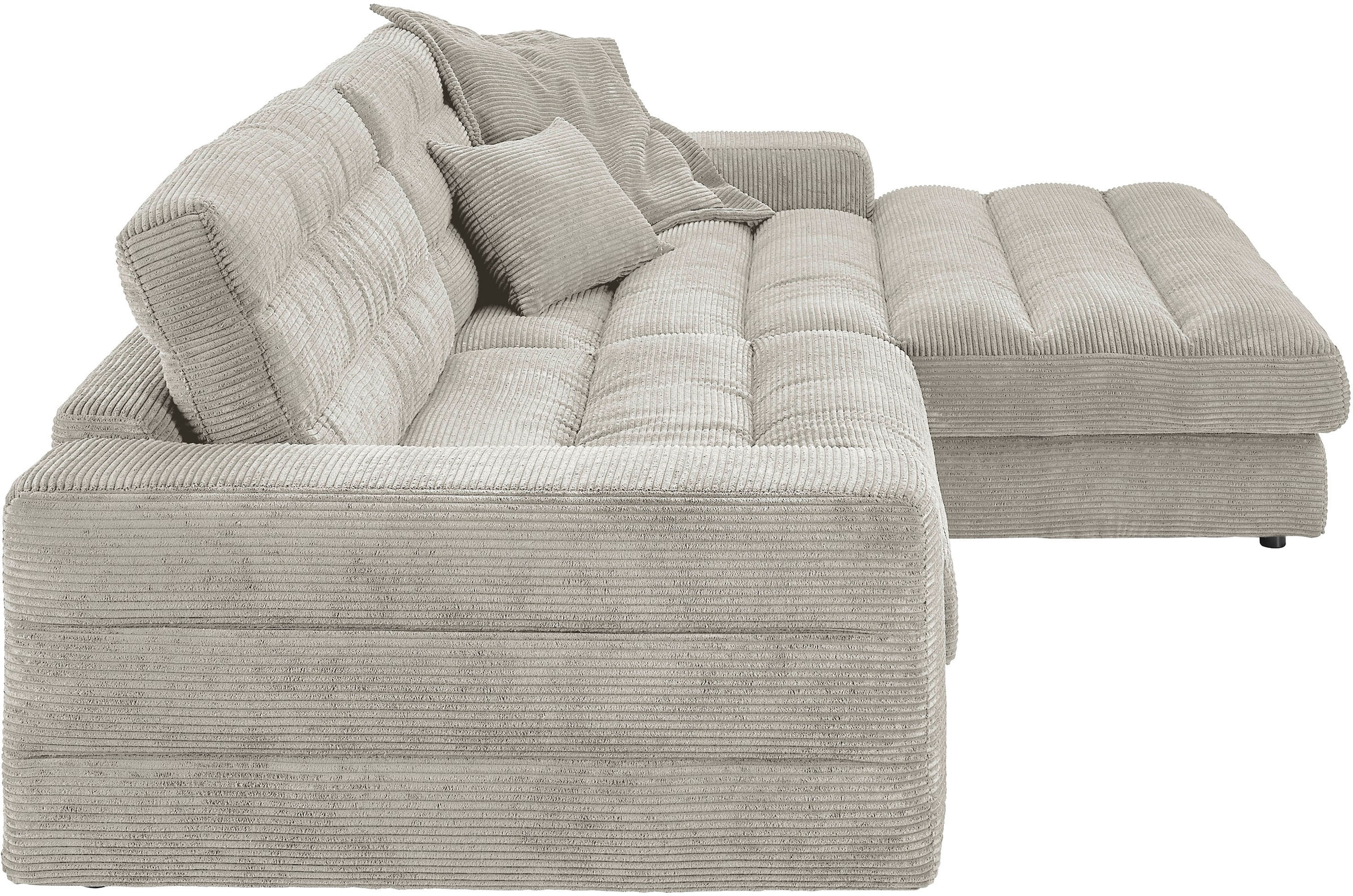 3C Candy Ecksofa »Stripes Mega-Sofa, bequem und komfortabel, L-Form«, Lose Rückenkissen, mit feiner Quersteppung, Cord-Bezug