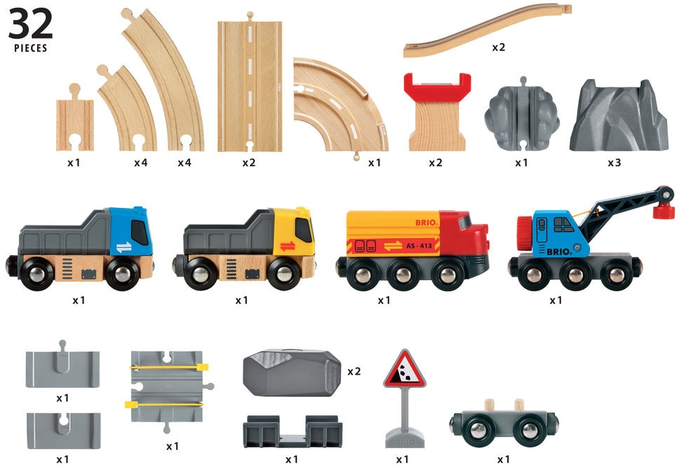 BRIO® Spielzeug-Eisenbahn »BRIO® WORLD, Straßen & Schienen Steinverlade Set«, (Set), FSC®- schützt Wald - weltweit