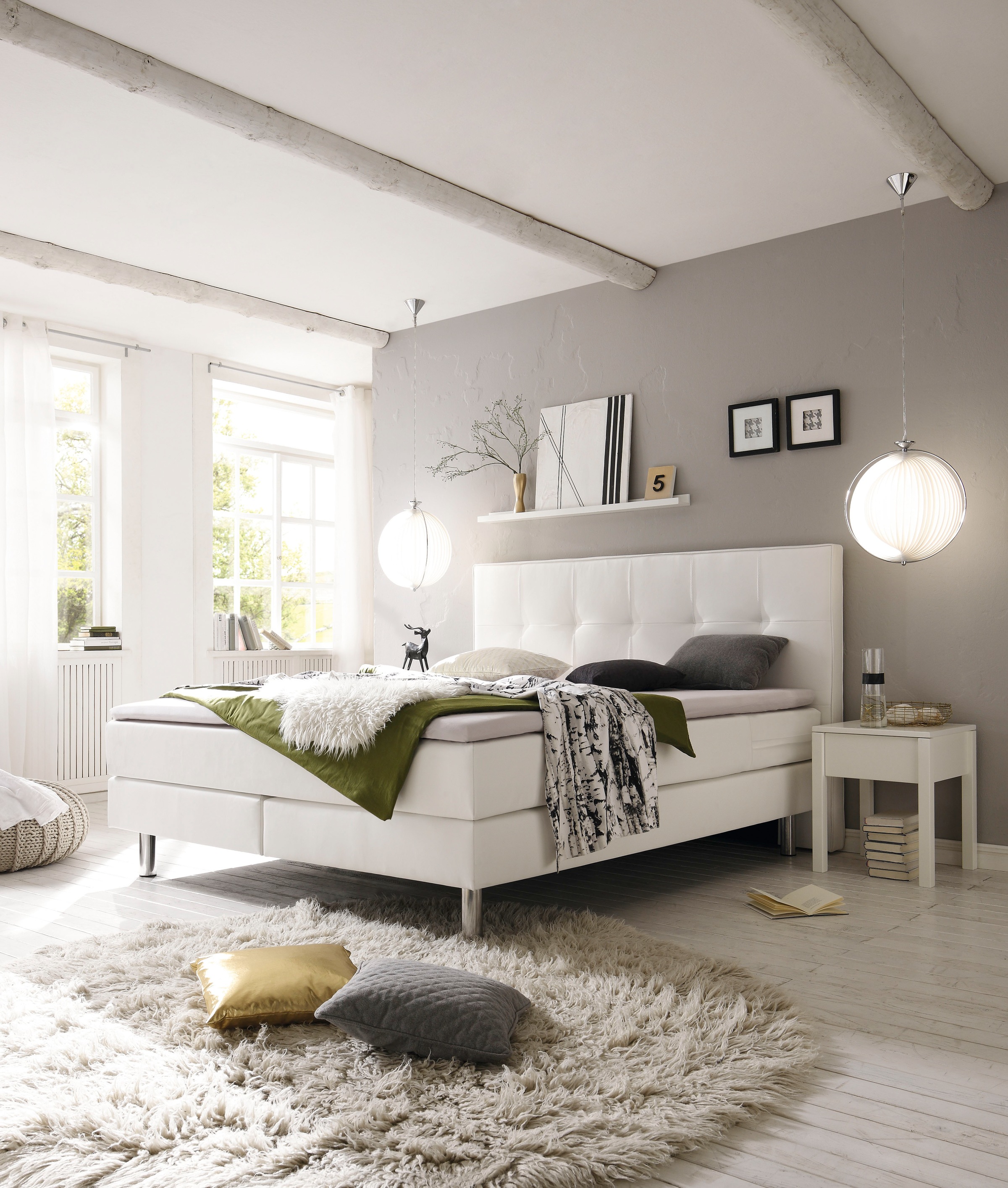 HASENA Boxspringbett "Fleur" Boxspringbett, runde Chromfüsse, weiche Bezüge günstig online kaufen
