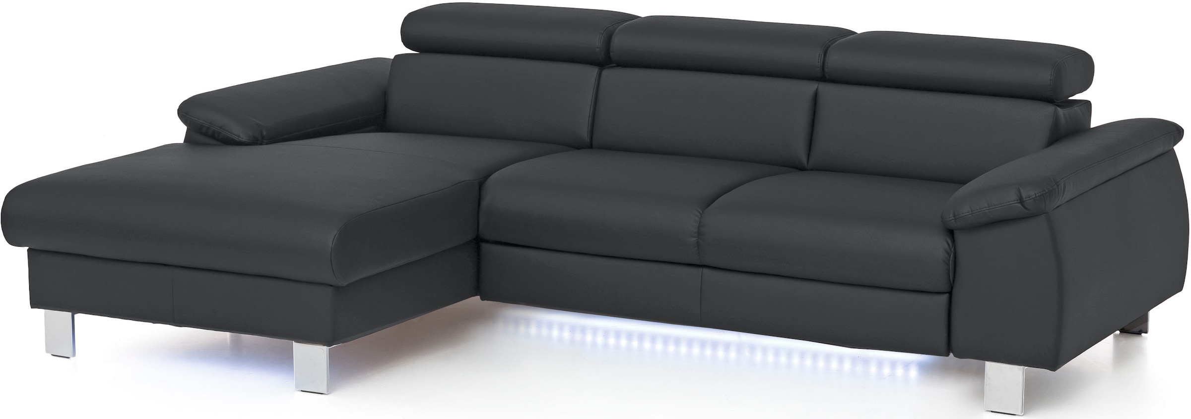 COTTA Ecksofa Komaris, Ecksofa, wahlweise mit RGB-LED-Beleuchtung und Bettfunktion/Bettkasten