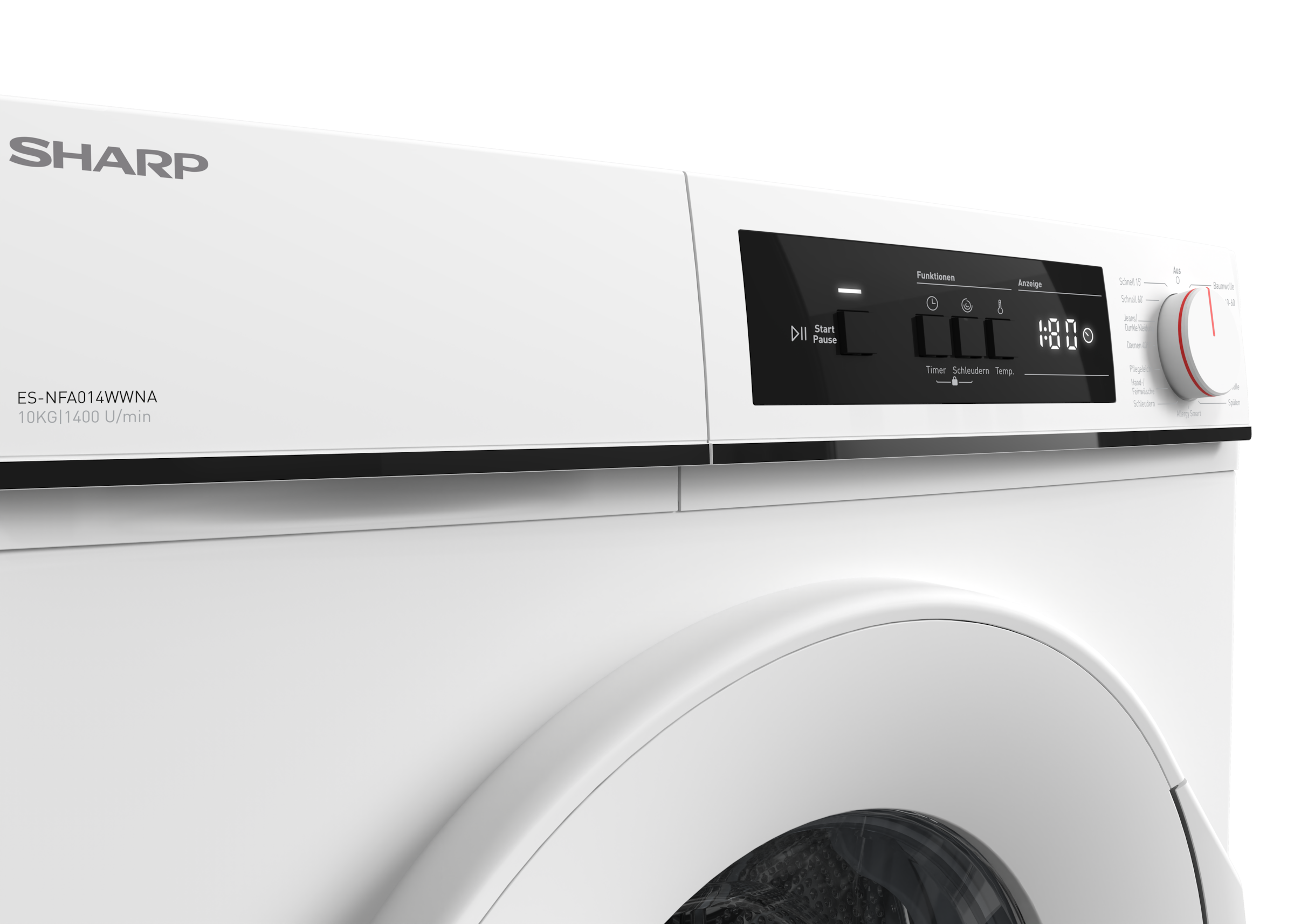 Sharp Waschmaschine Budget PROMO »ES-NFA014WWNA-DE«, 10 kg, 1400 U/min, 10kg / A / AquaStop /White